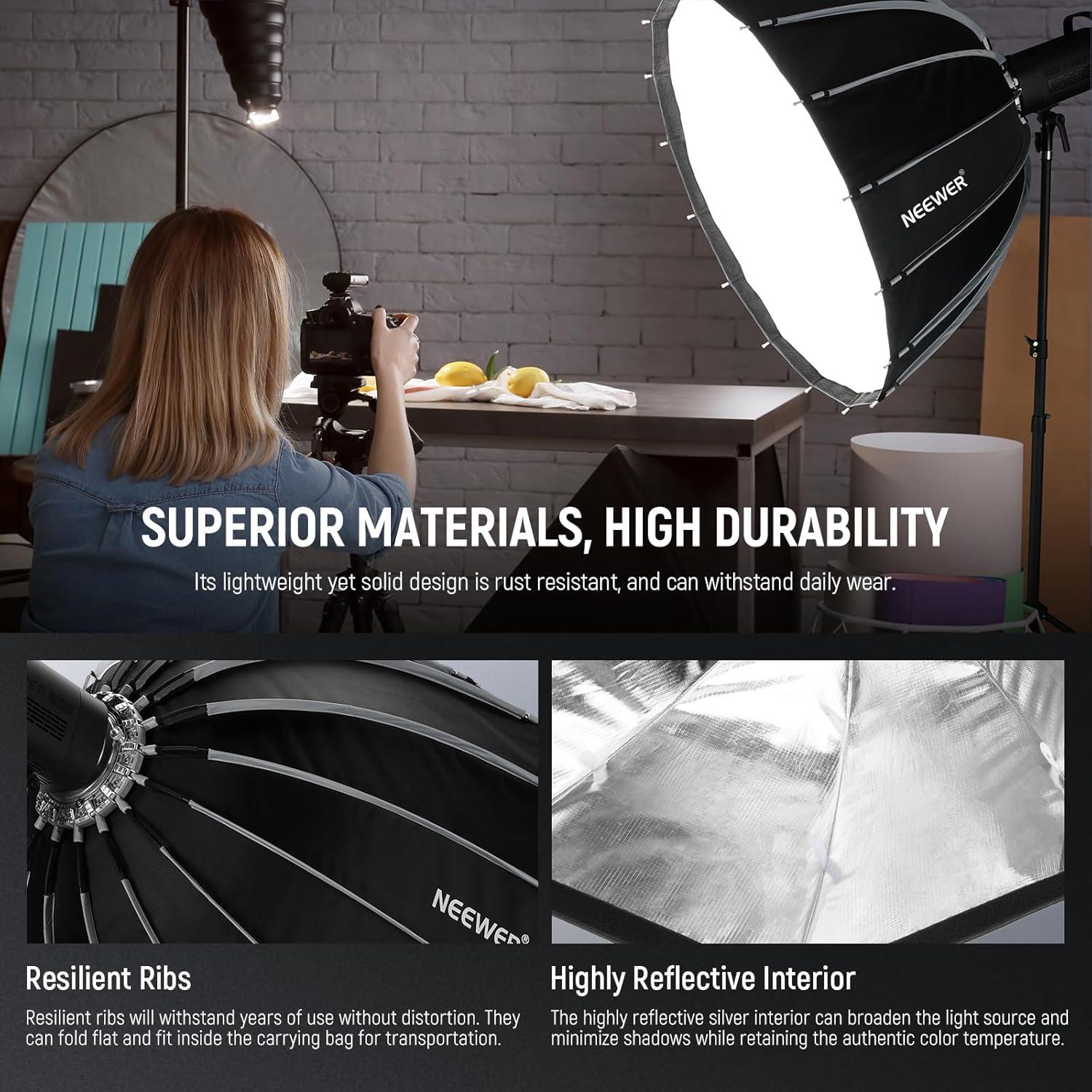 Softbox Parabólico NEEWER 70cm con Difusores y Rejilla