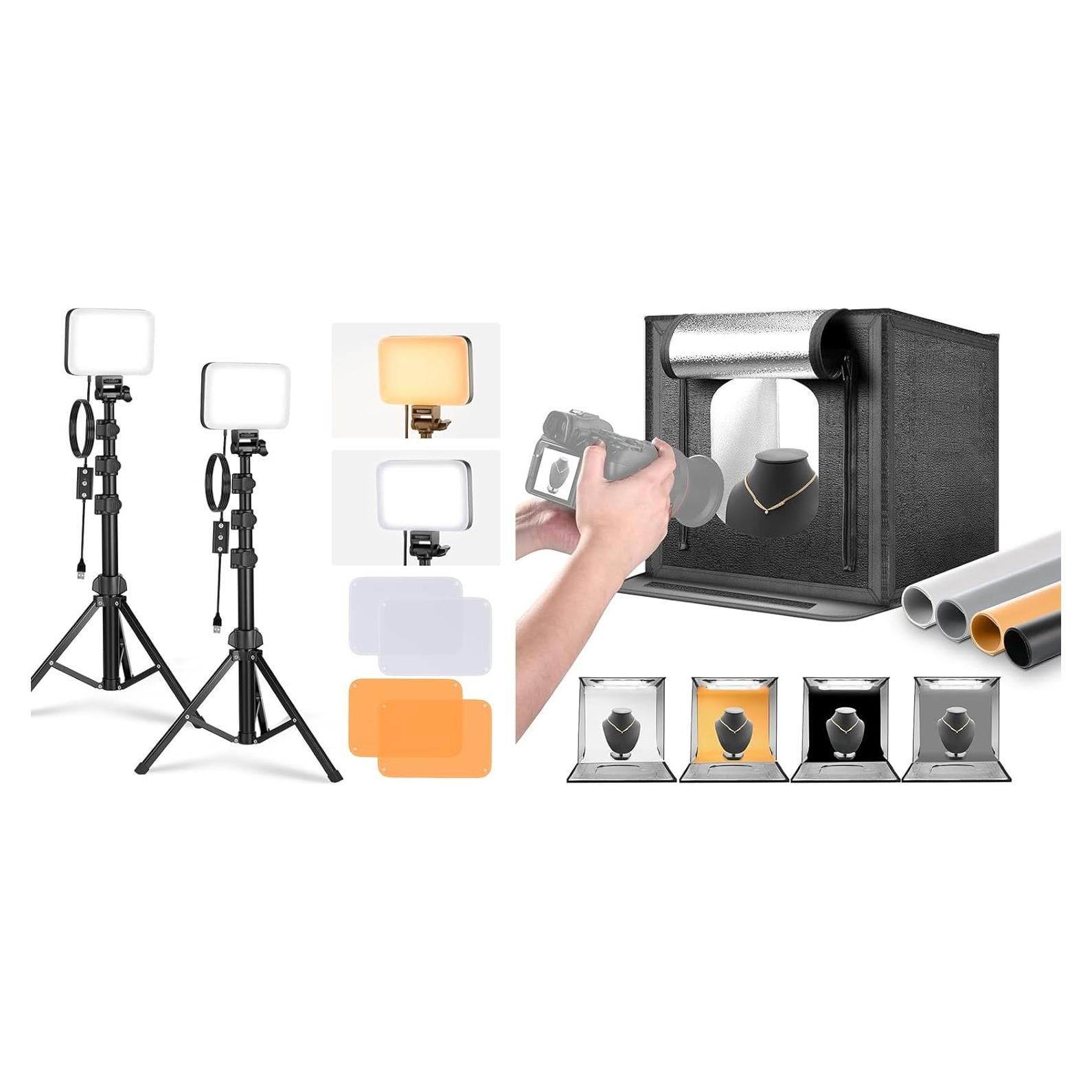 Kit de Iluminación LED Neewer BP66 con Soporte y Filtros