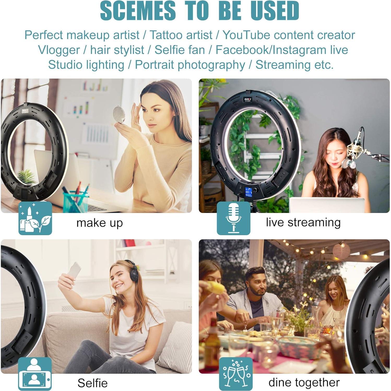 Luz de Anillo VILTROX VL-600T 45W 18" LED para Fotografía