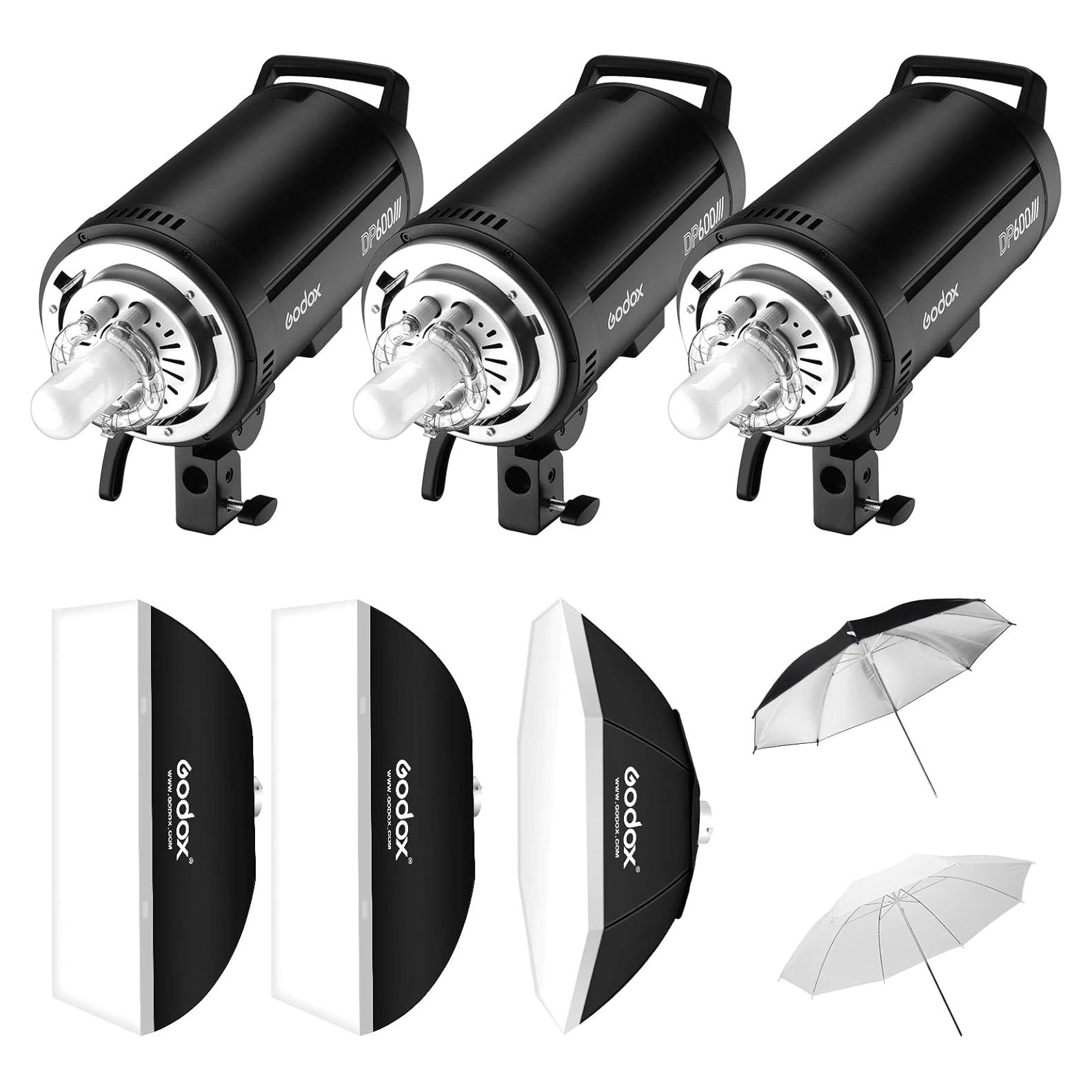 Kit de Flash Estudio Godox DP600III 1800Ws con Softbox y Paraguas