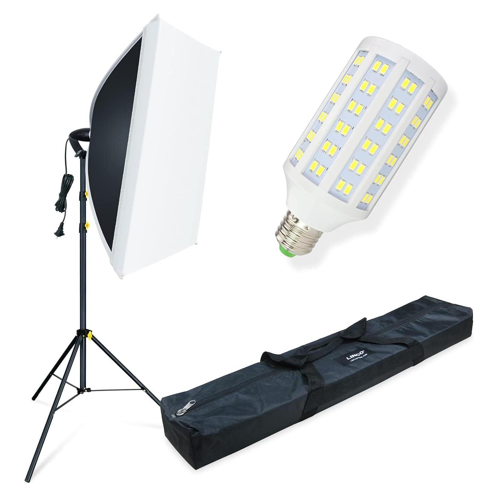 Kit de Iluminación Fotográfica LINCO Softbox 50x70 cm con LED 20W