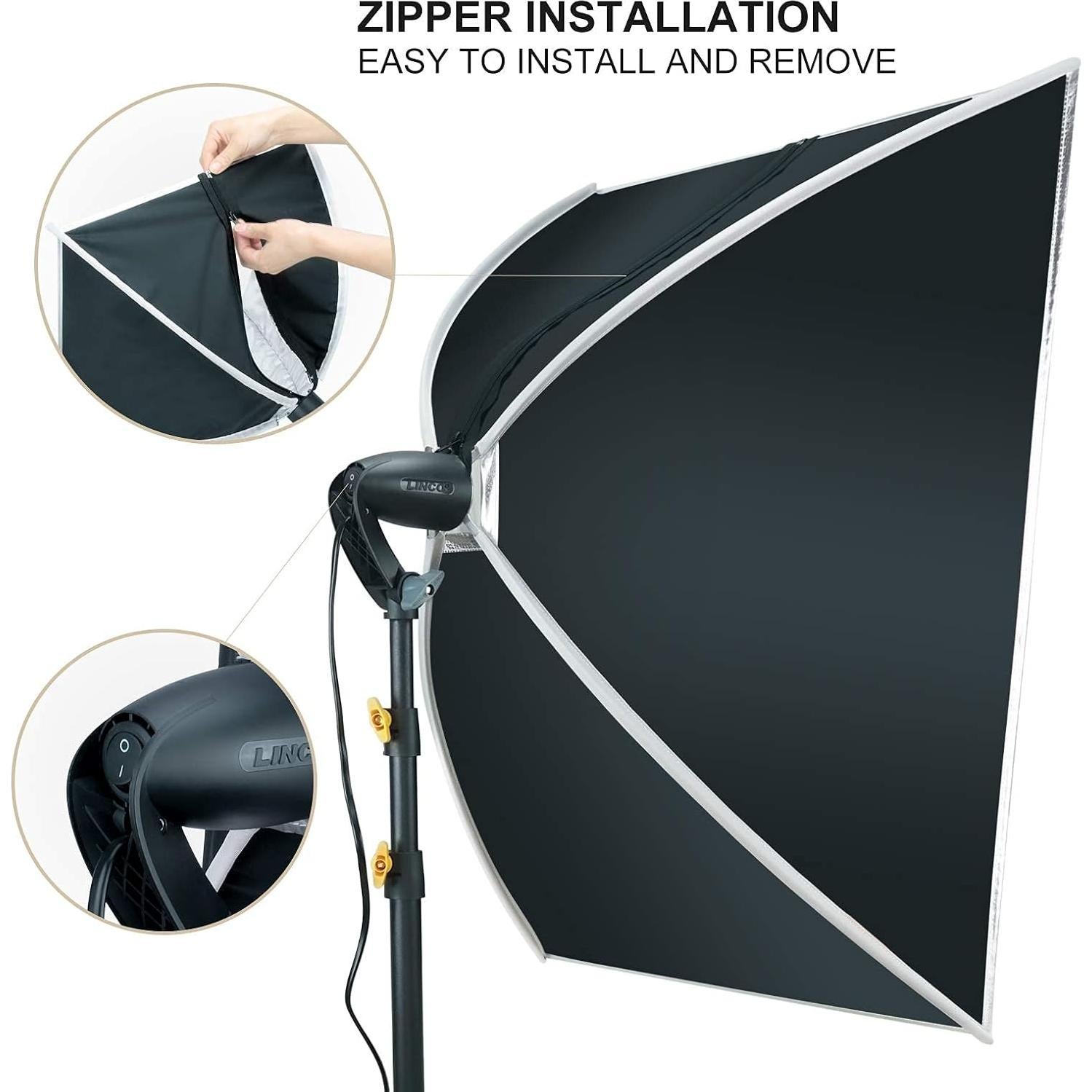 Kit de Iluminación Fotográfica LINCO Softbox 50x70 cm con LED 20W