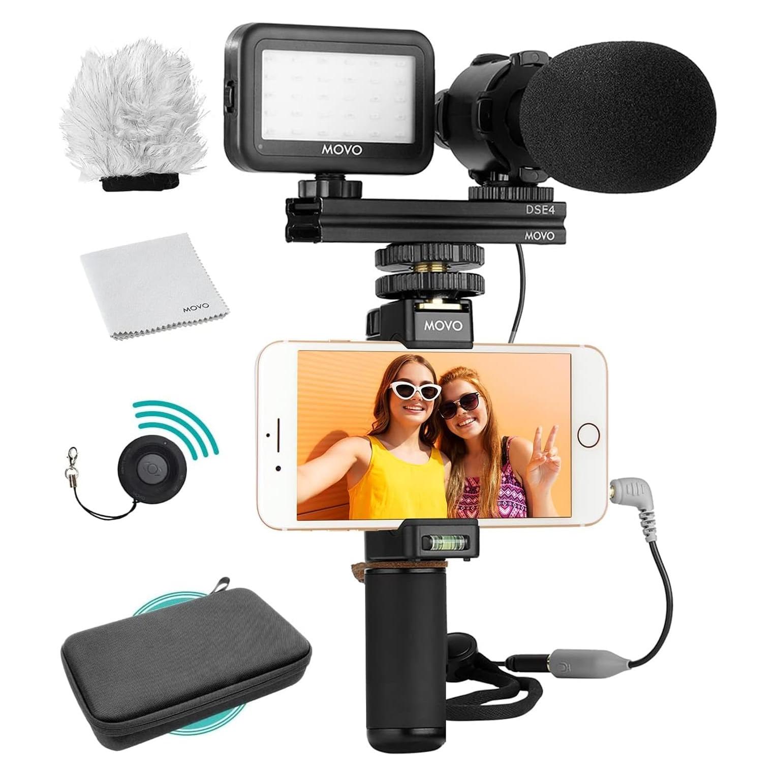 Kit de Vlogging Movo Vlog Kit V7 con Micrófono y Luz LED