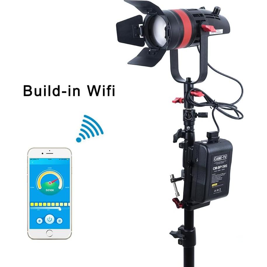 Came-TV Boltzen Q-55WMKII COB 55W Fresnel Focusable Led Video Light Kit,Daylight 5600K CRI96+ TLCI98+ APP Control Lighting Effects Adjustable Frequency Removable Barn-Door Carry Bag