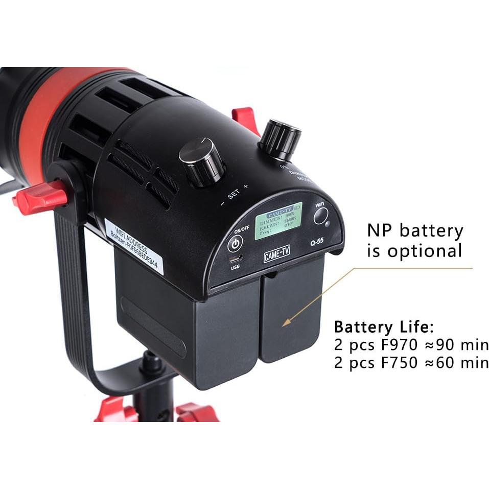 Came-TV Boltzen Q-55WMKII COB 55W Fresnel Focusable Led Video Light Kit,Daylight 5600K CRI96+ TLCI98+ APP Control Lighting Effects Adjustable Frequency Removable Barn-Door Carry Bag
