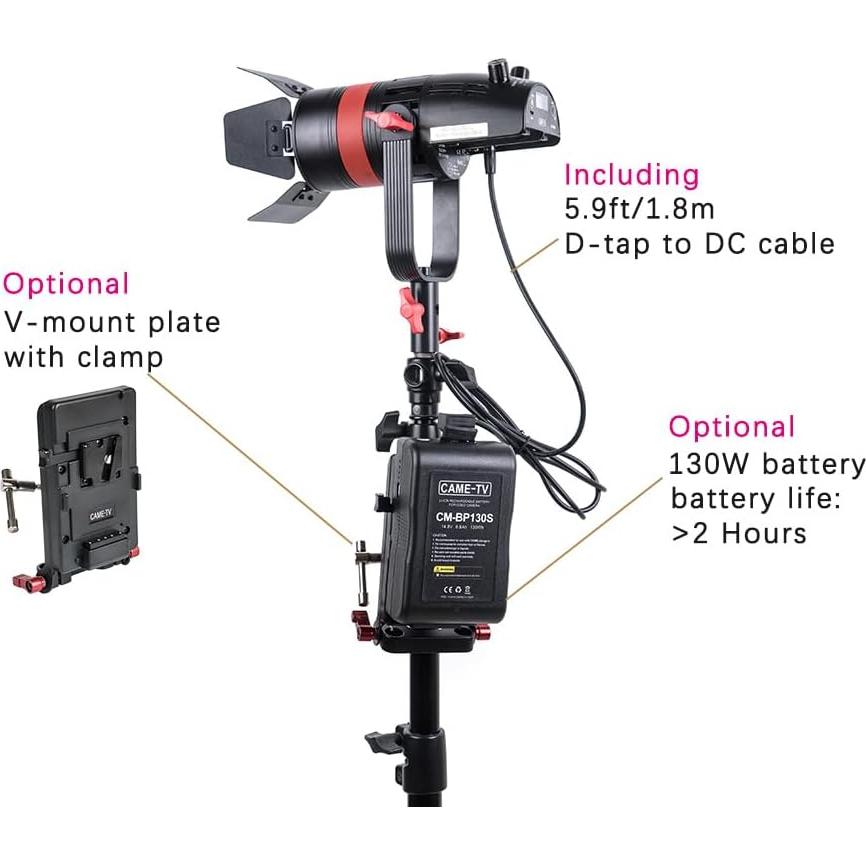 Came-TV Boltzen Q-55WMKII COB 55W Fresnel Focusable Led Video Light Kit,Daylight 5600K CRI96+ TLCI98+ APP Control Lighting Effects Adjustable Frequency Removable Barn-Door Carry Bag