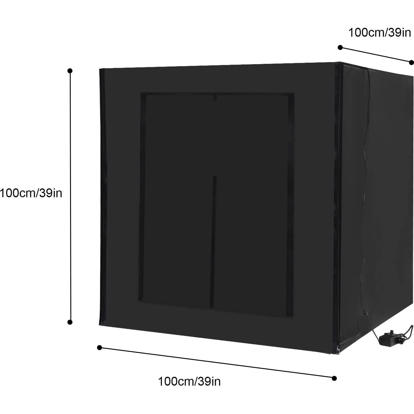 Photo Studio Light Box,39" x 39" Portable Folding Studio Box Professional Tabletop Photography Lighting Kit with3 Colors Backdrops & LED Lights for Product Photography