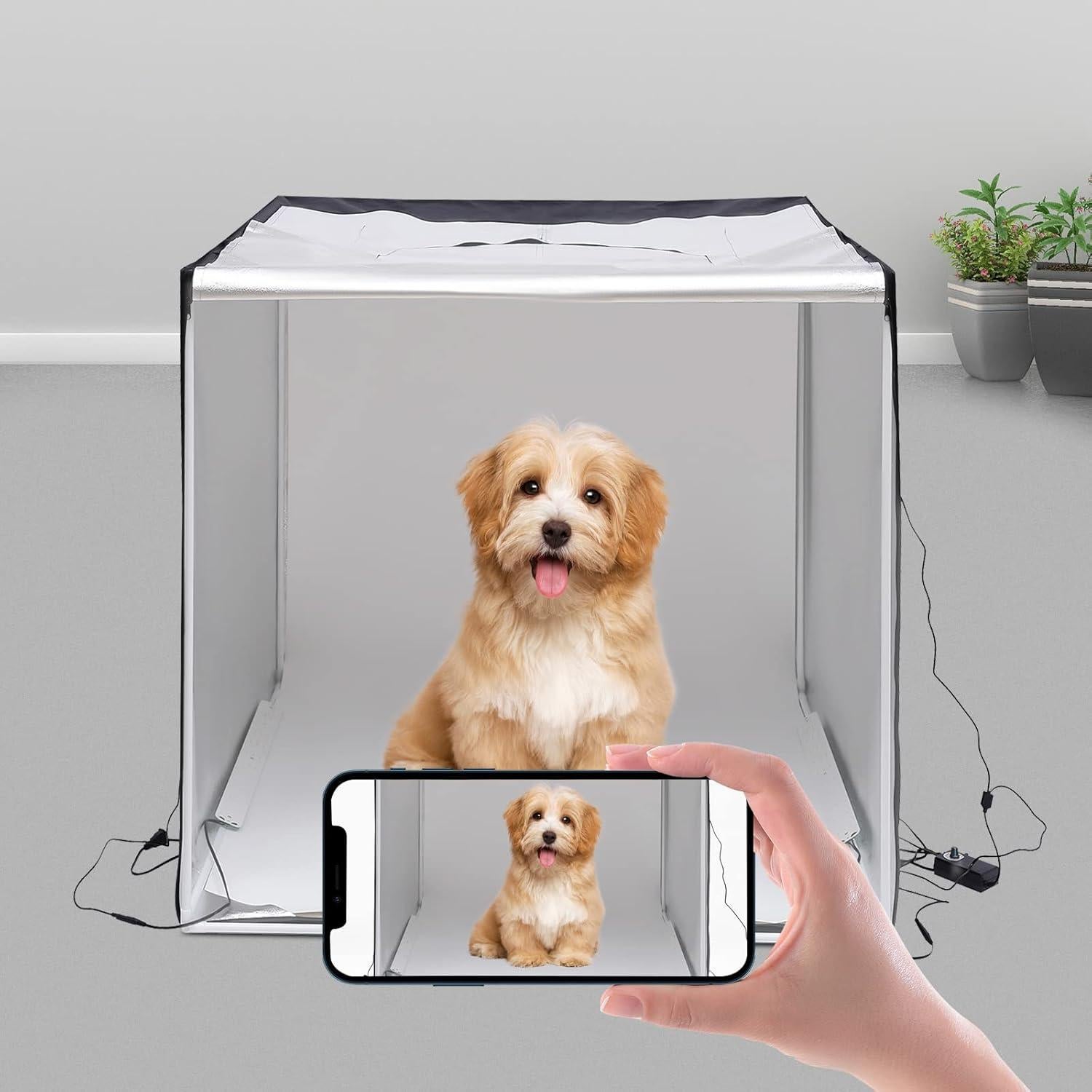 Photo Studio Light Box,39" x 39" Portable Folding Studio Box Professional Tabletop Photography Lighting Kit with3 Colors Backdrops & LED Lights for Product Photography