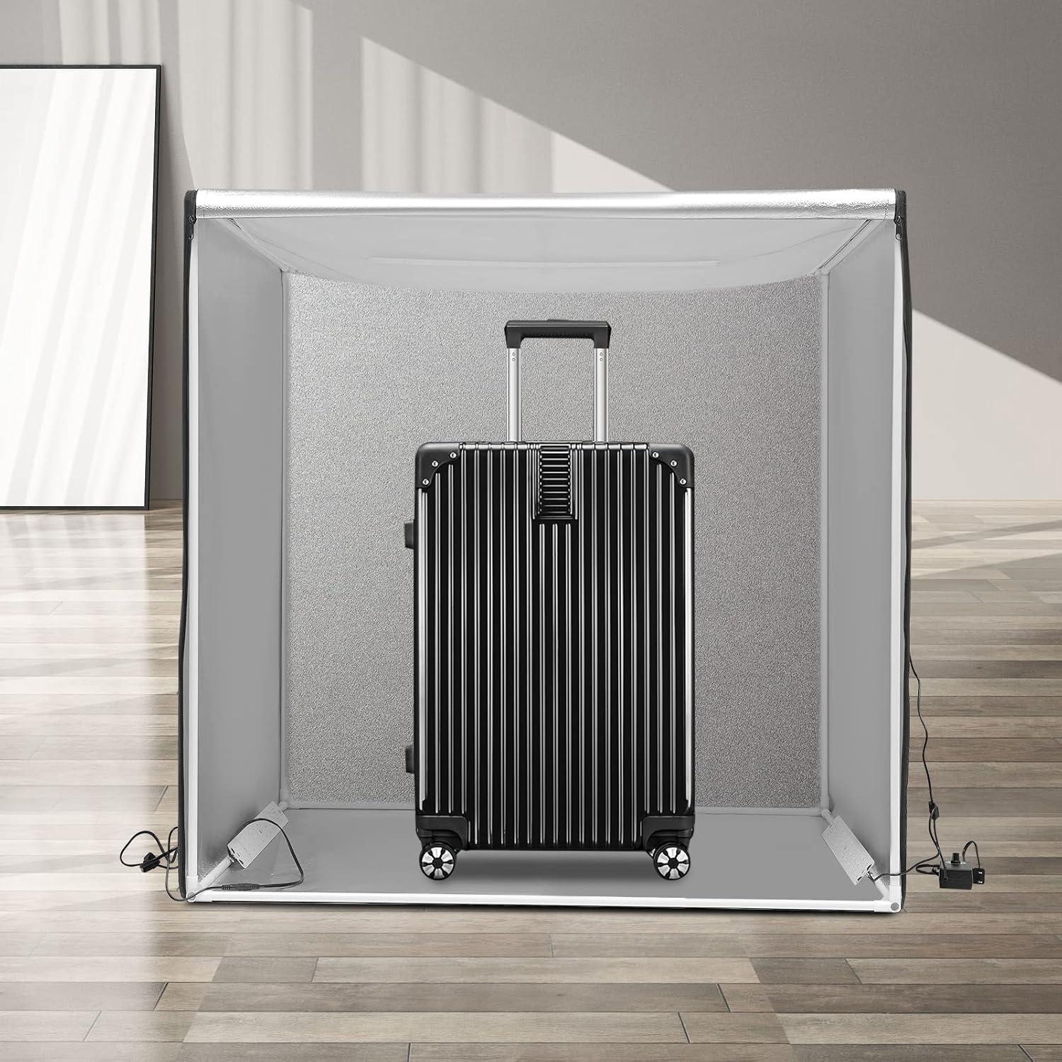 Photo Studio Light Box,39" x 39" Portable Folding Studio Box Professional Tabletop Photography Lighting Kit with3 Colors Backdrops & LED Lights for Product Photography