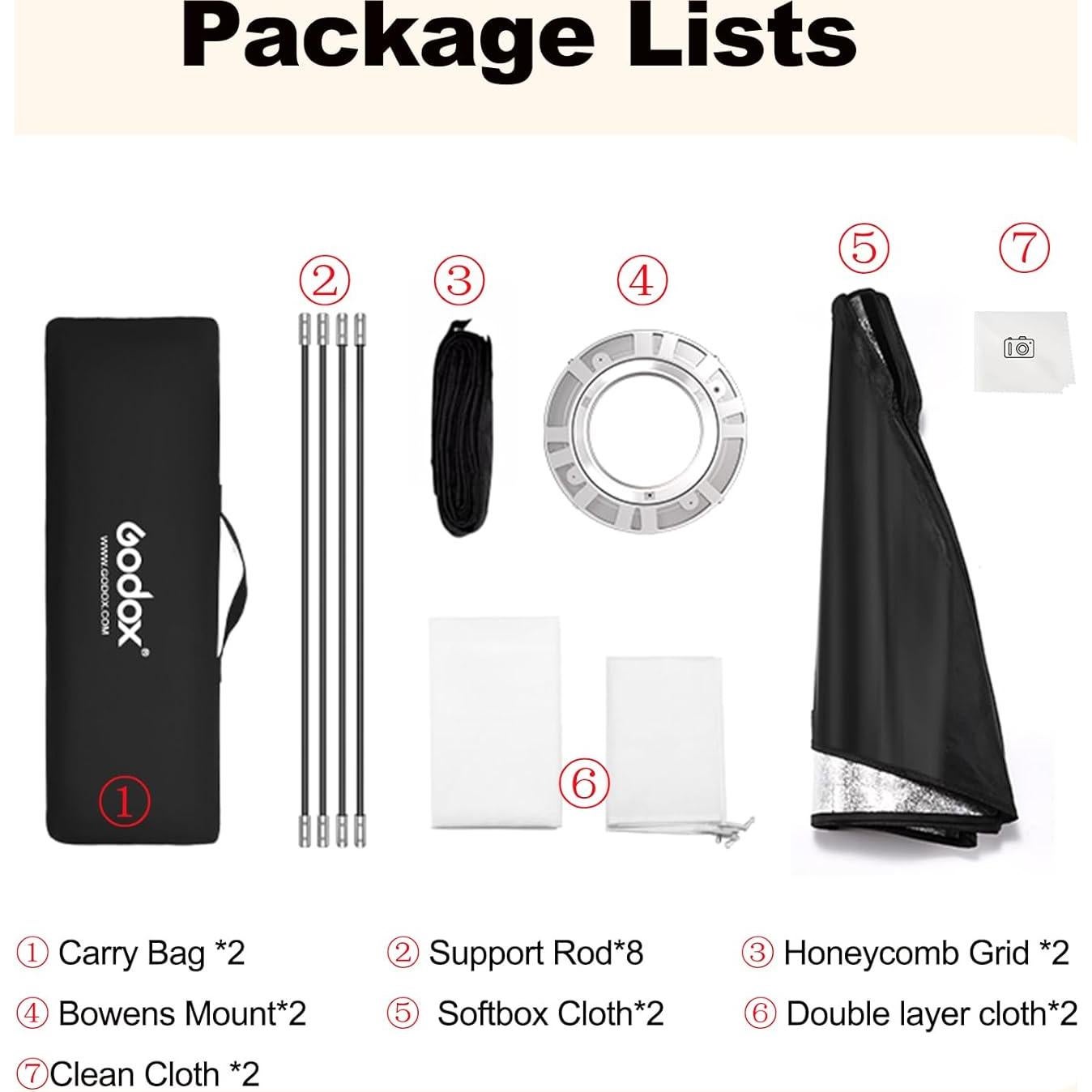 Godox Softbox Strip 35x160cm Bowens con Rejilla de Panal