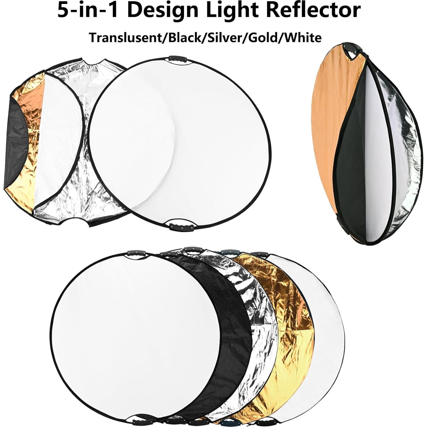 Kit Reflector de Luz 5-en-1 TENBEST 110cm con Soporte y Montura