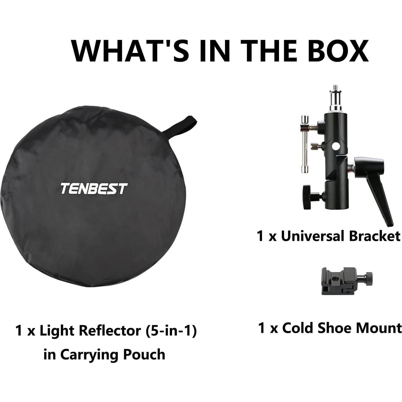 Kit Reflector de Luz 5-en-1 TENBEST 110cm con Soporte y Montura