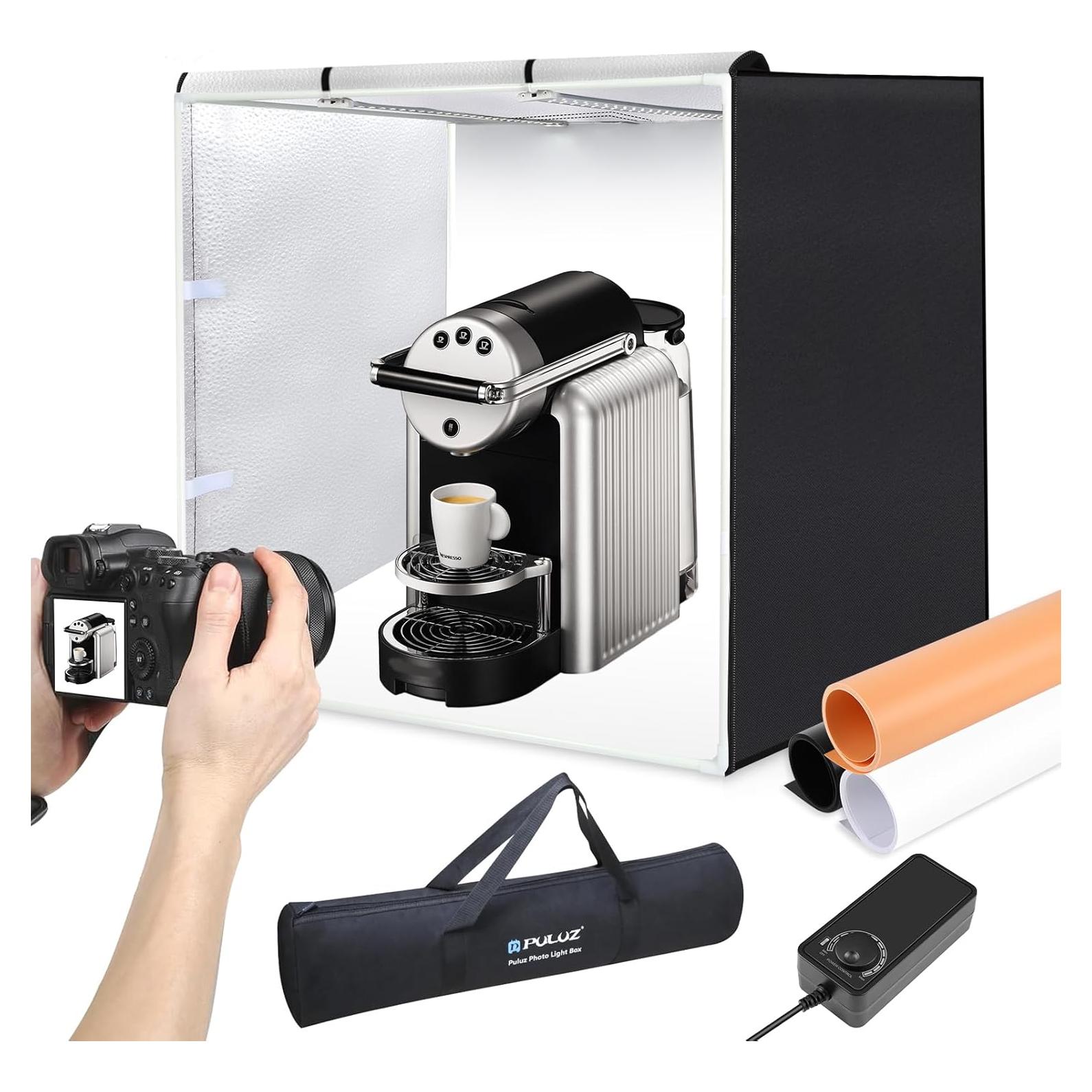 Caja de Luz Fotográfica PULUZ 80x80 cm con 156 LED y 3 Fondos