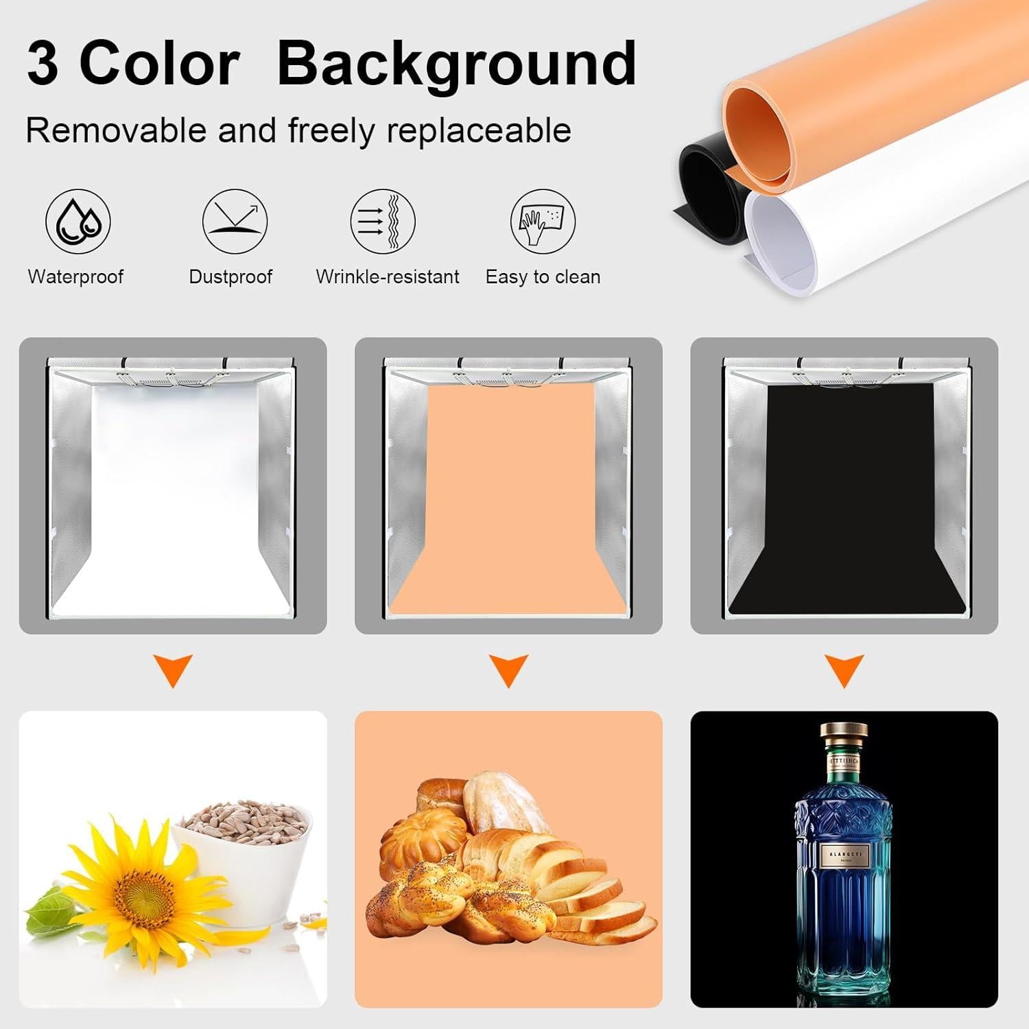 Caja de Luz Fotográfica PULUZ 80x80 cm con 156 LED y 3 Fondos