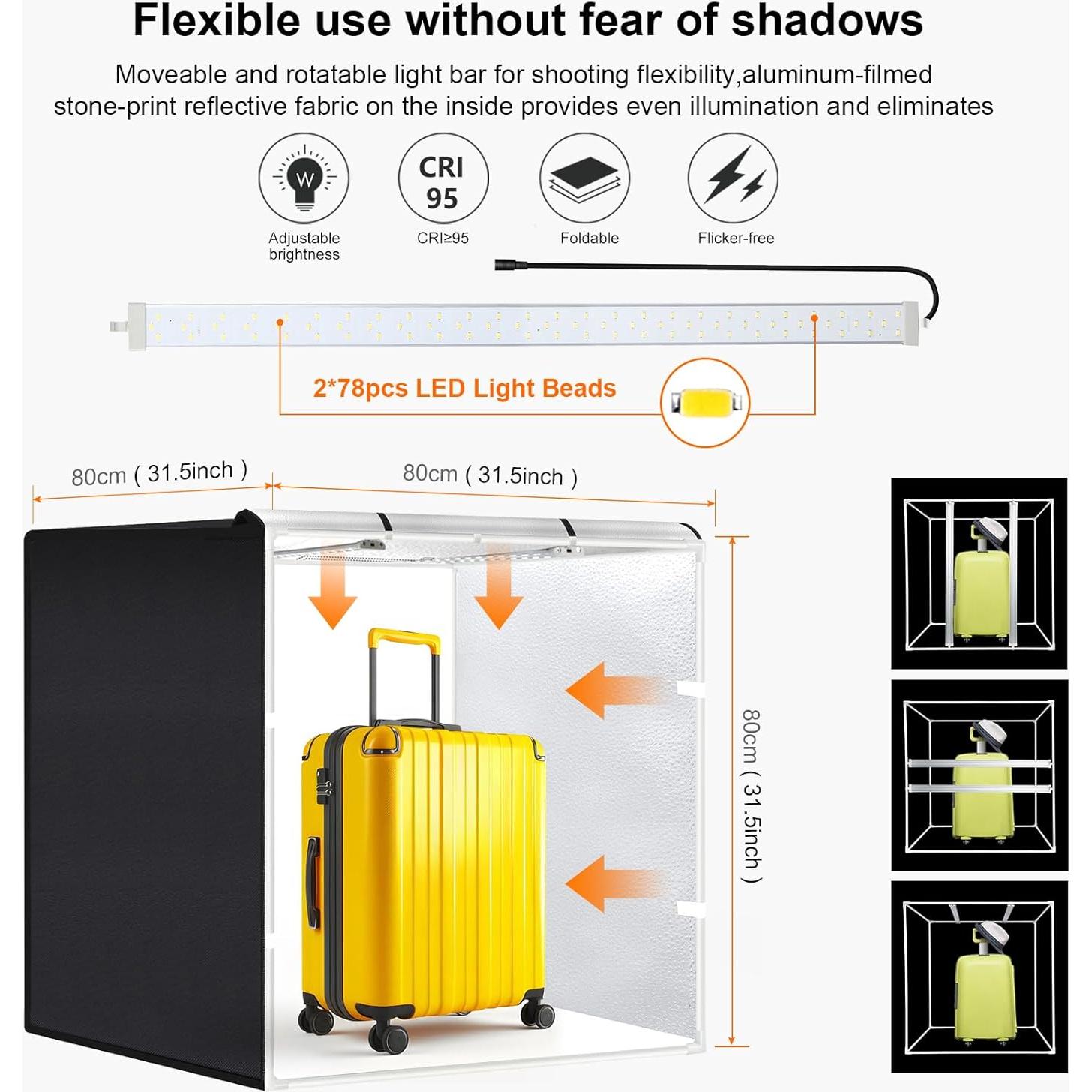 Caja de Luz Fotográfica PULUZ 80x80 cm con 156 LED y 3 Fondos