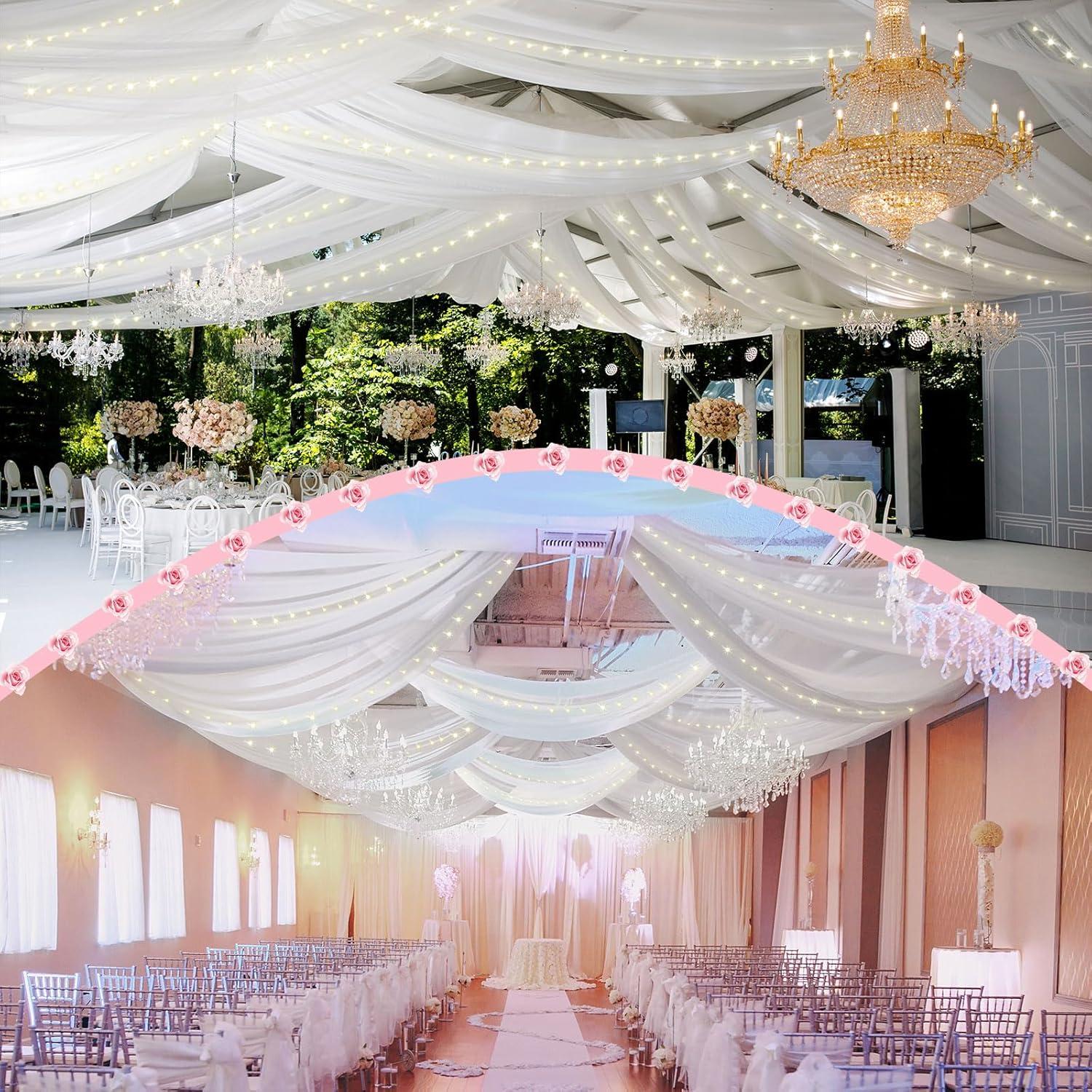 Mixweer Cortinas de Techo Blancas 1.5x3m y Luces LED 3x3m