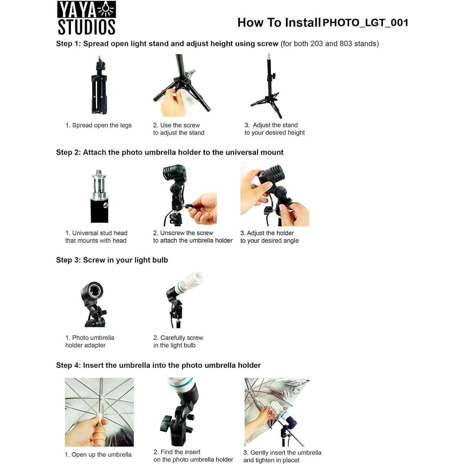 Kit de Iluminación Continua Efavormart 600W con Paraguas 33"