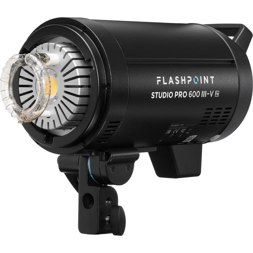 Flashpoint Studio Pro 600 III-V 600W R2 Flash 2-Light Kit with LED Lamp, Bundle with Stands, Softbox and Umbrella