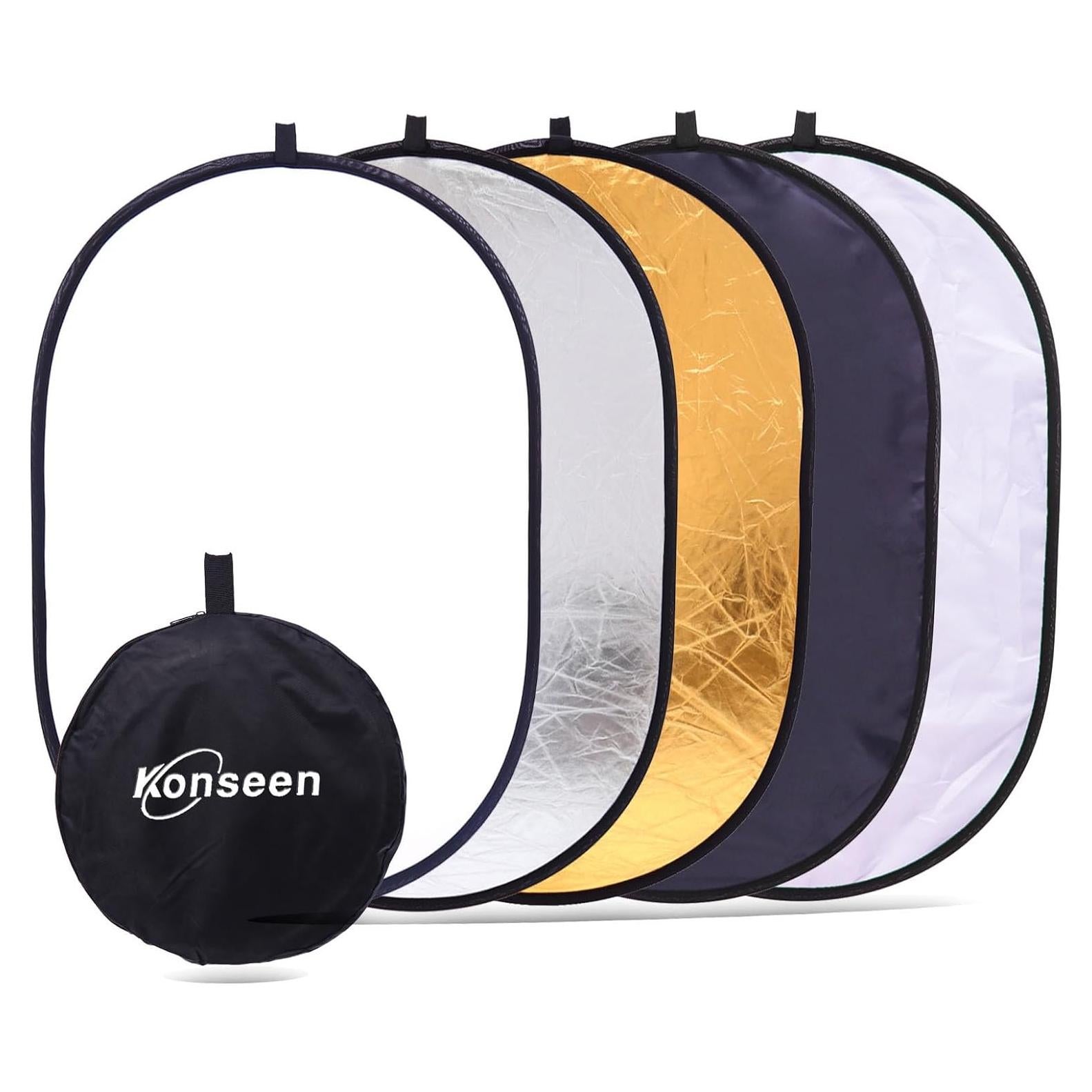 Kit Reflector 5 en 1 Konseen 100x150 cm Portátil para Fotografía