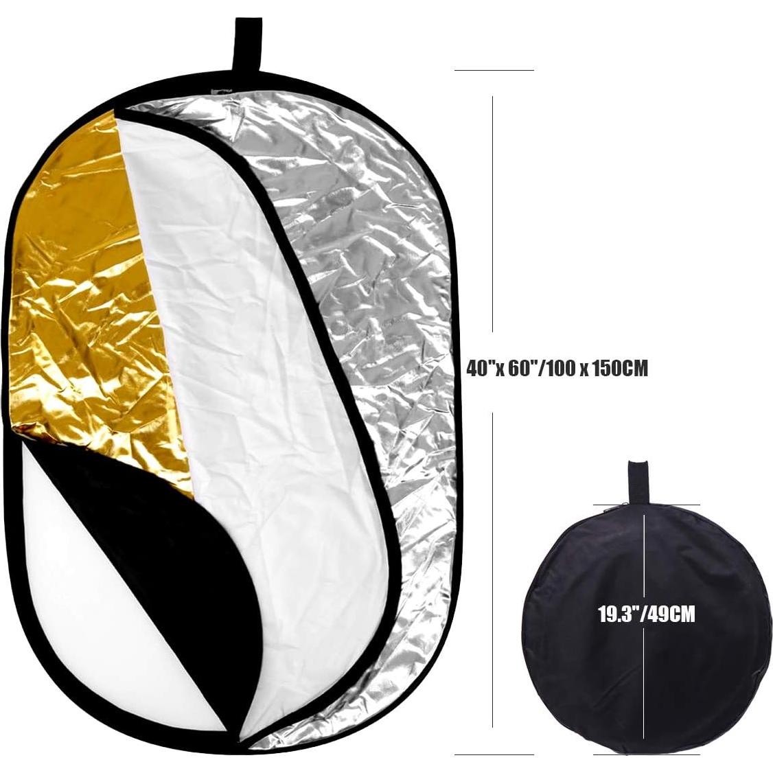 Kit Reflector 5 en 1 Konseen 100x150 cm Portátil para Fotografía