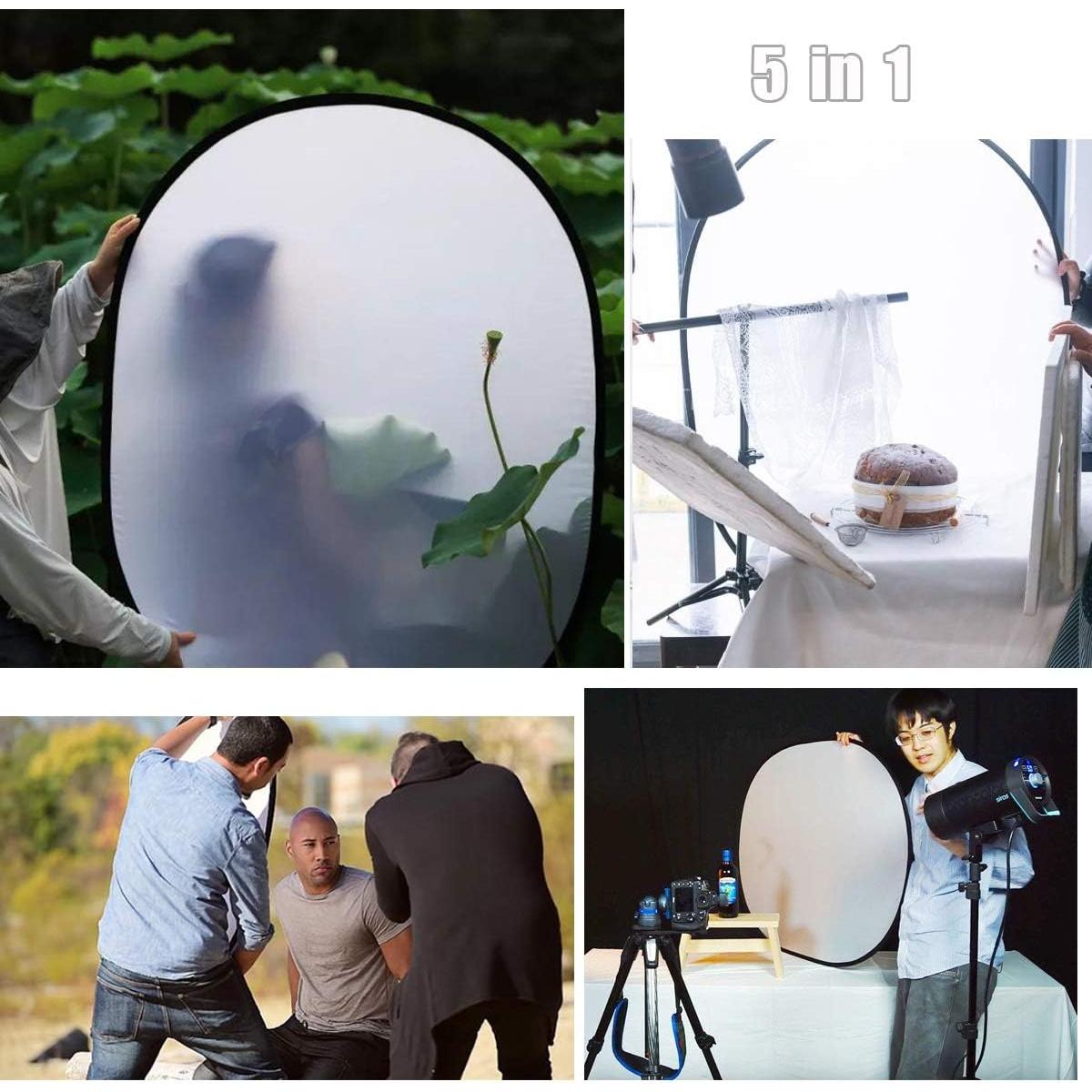 Kit Reflector 5 en 1 Konseen 100x150 cm Portátil para Fotografía