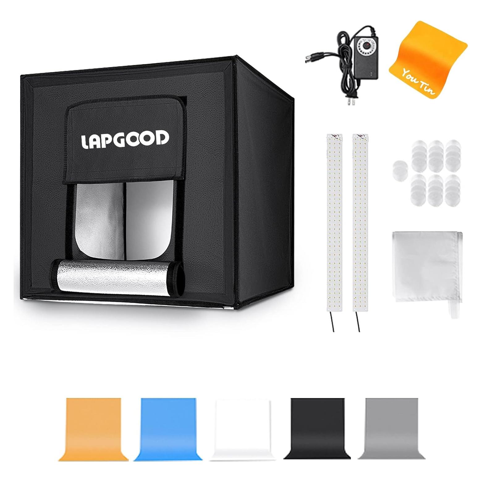 Photo Studio Light Box for Photography，Photo Shooting Tent kit with 2 Stepless Dimming Light Pane and 6 Color Backdrops for Jewelry and Product Photography (16")