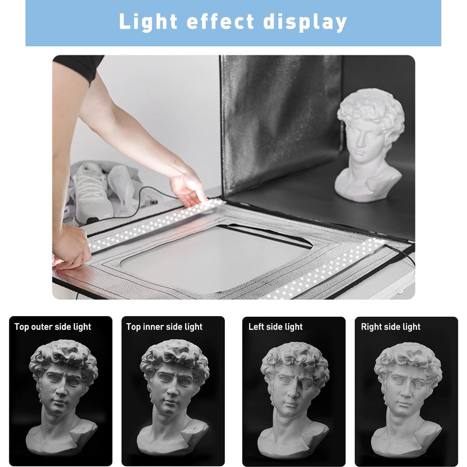 Photo Studio Light Box for Photography，Photo Shooting Tent kit with 2 Stepless Dimming Light Pane and 6 Color Backdrops for Jewelry and Product Photography (16")