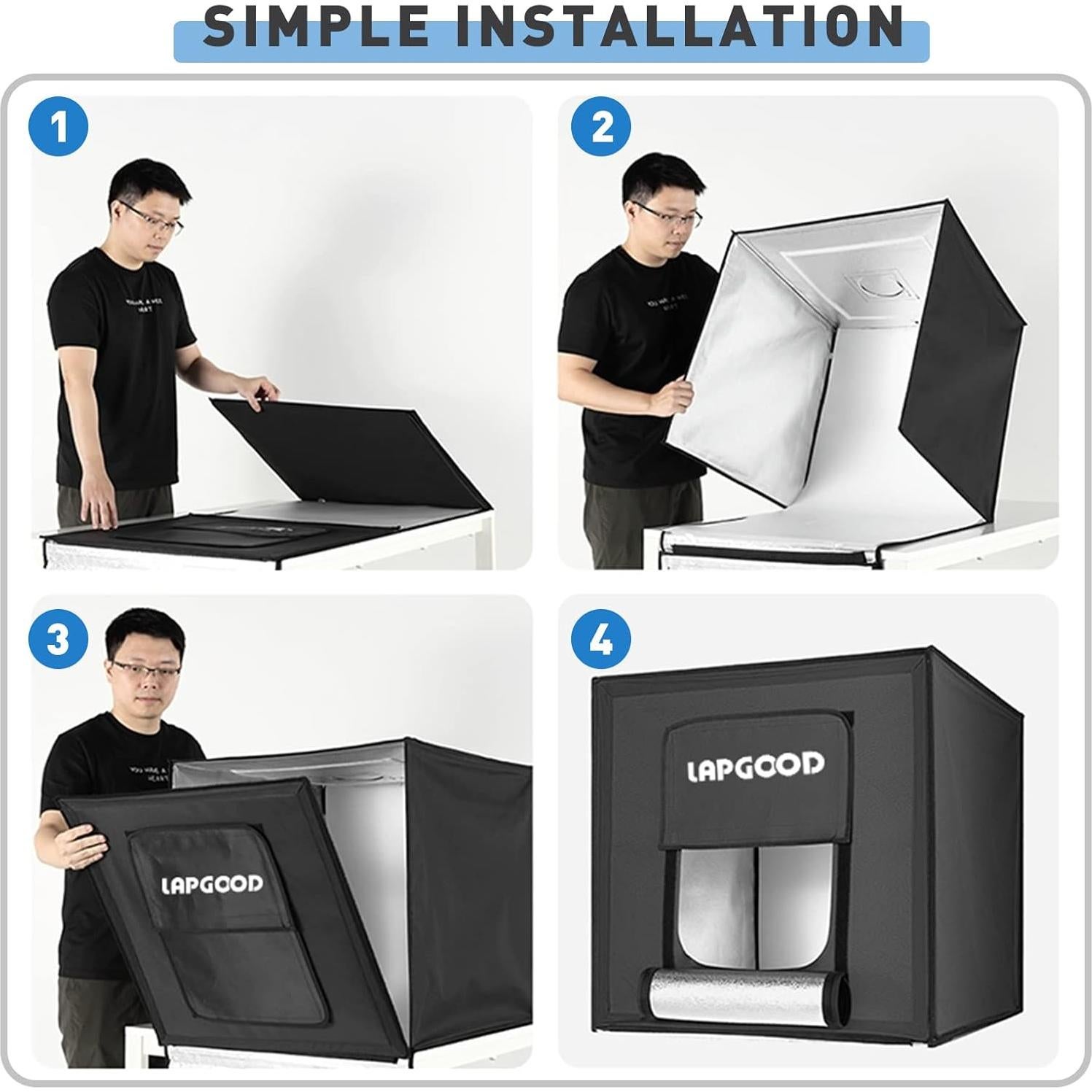 Photo Studio Light Box for Photography，Photo Shooting Tent kit with 2 Stepless Dimming Light Pane and 6 Color Backdrops for Jewelry and Product Photography (16")