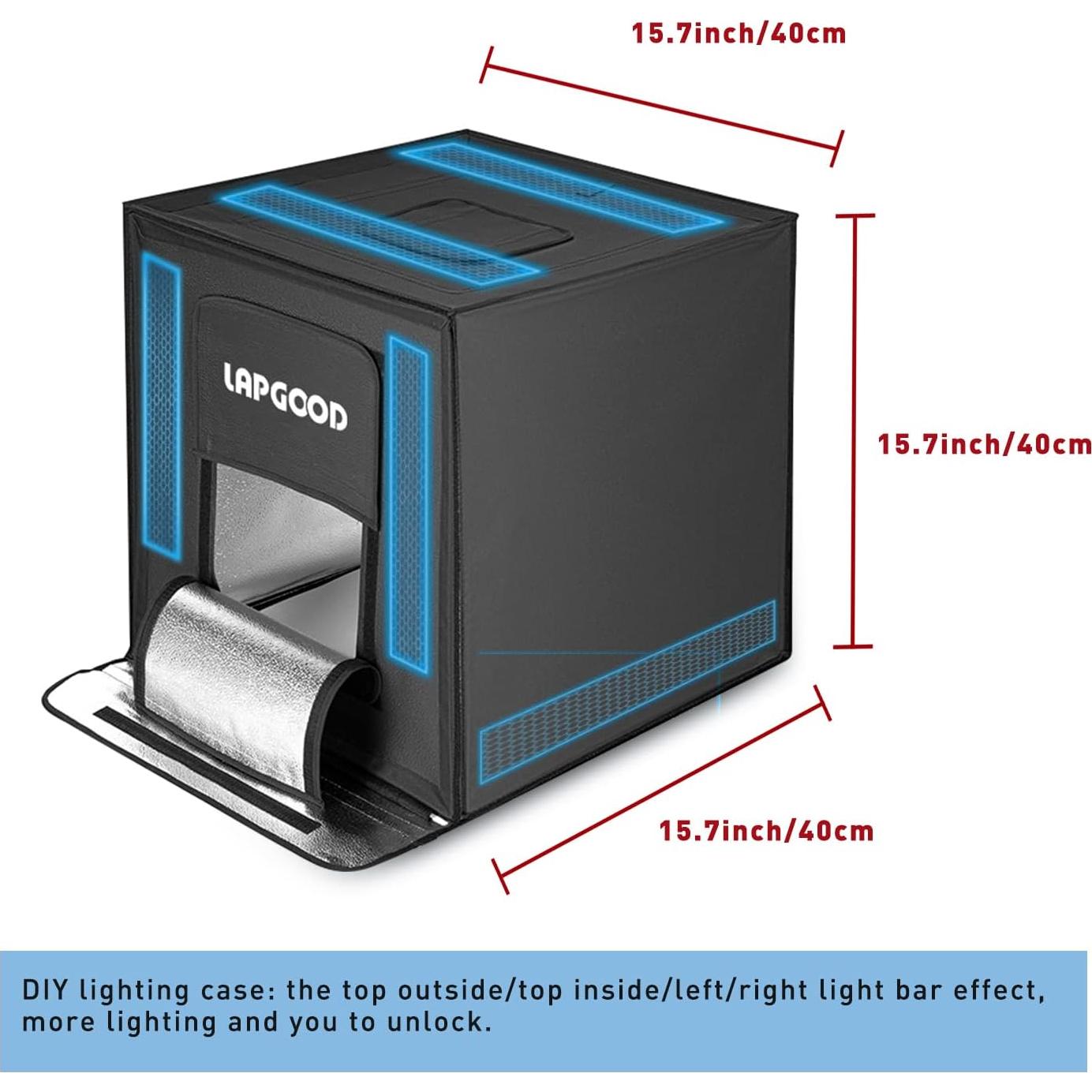 Photo Studio Light Box for Photography，Photo Shooting Tent kit with 2 Stepless Dimming Light Pane and 6 Color Backdrops for Jewelry and Product Photography (16")