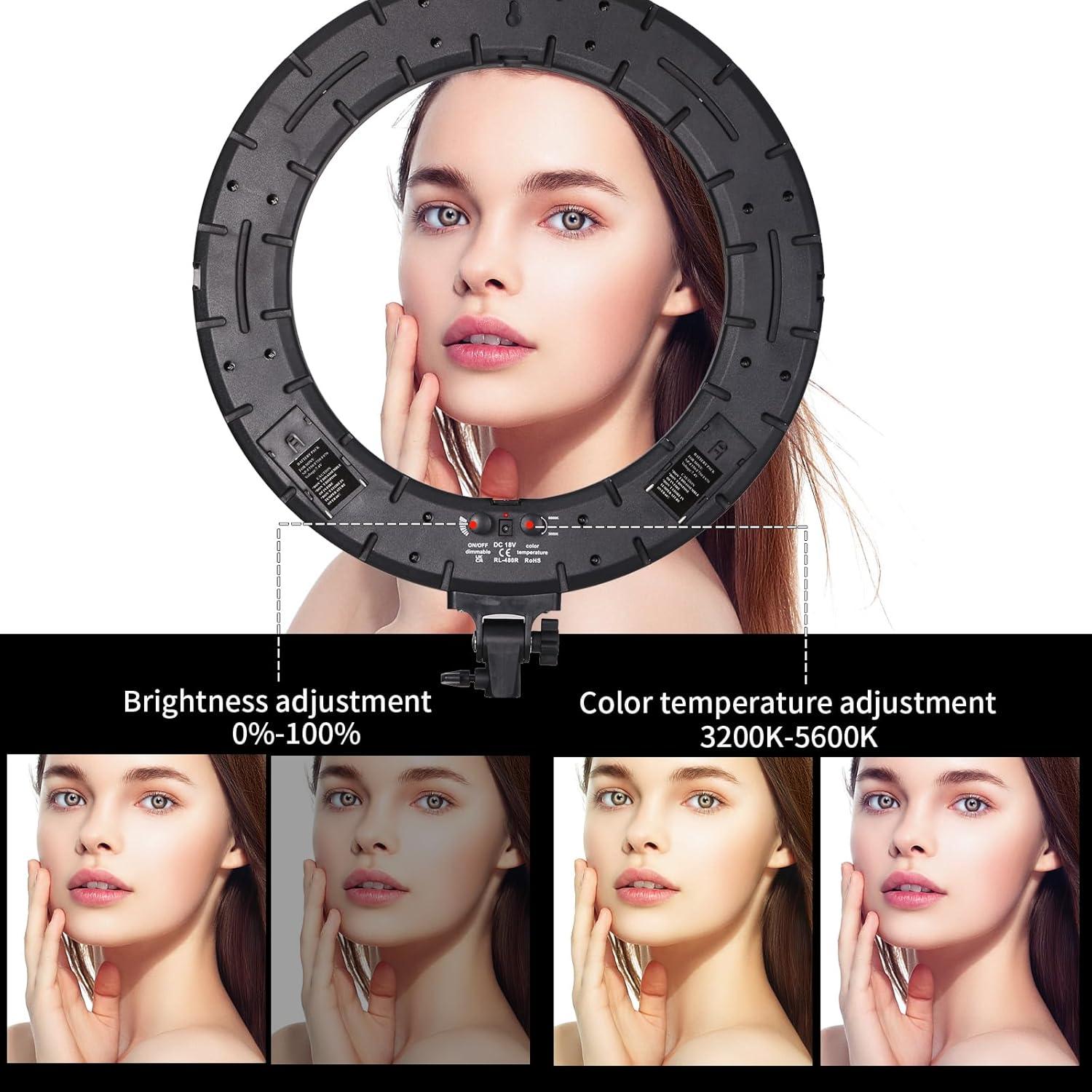 Luz de Anillo LED 18" GSKAIWEN 60W Ajustable para Belleza