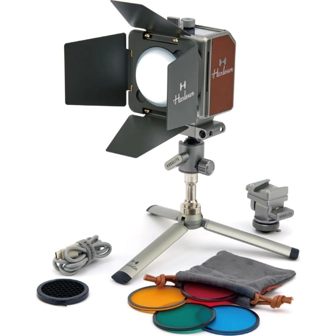 Harlowe Portable Mini LED Photography Lighting Creator Kit, 20W Travel Studio Light for Photoshooting and Video Recording, Bi-Color 2700K-6500K CRI/TLCI 96+ on Camera Light