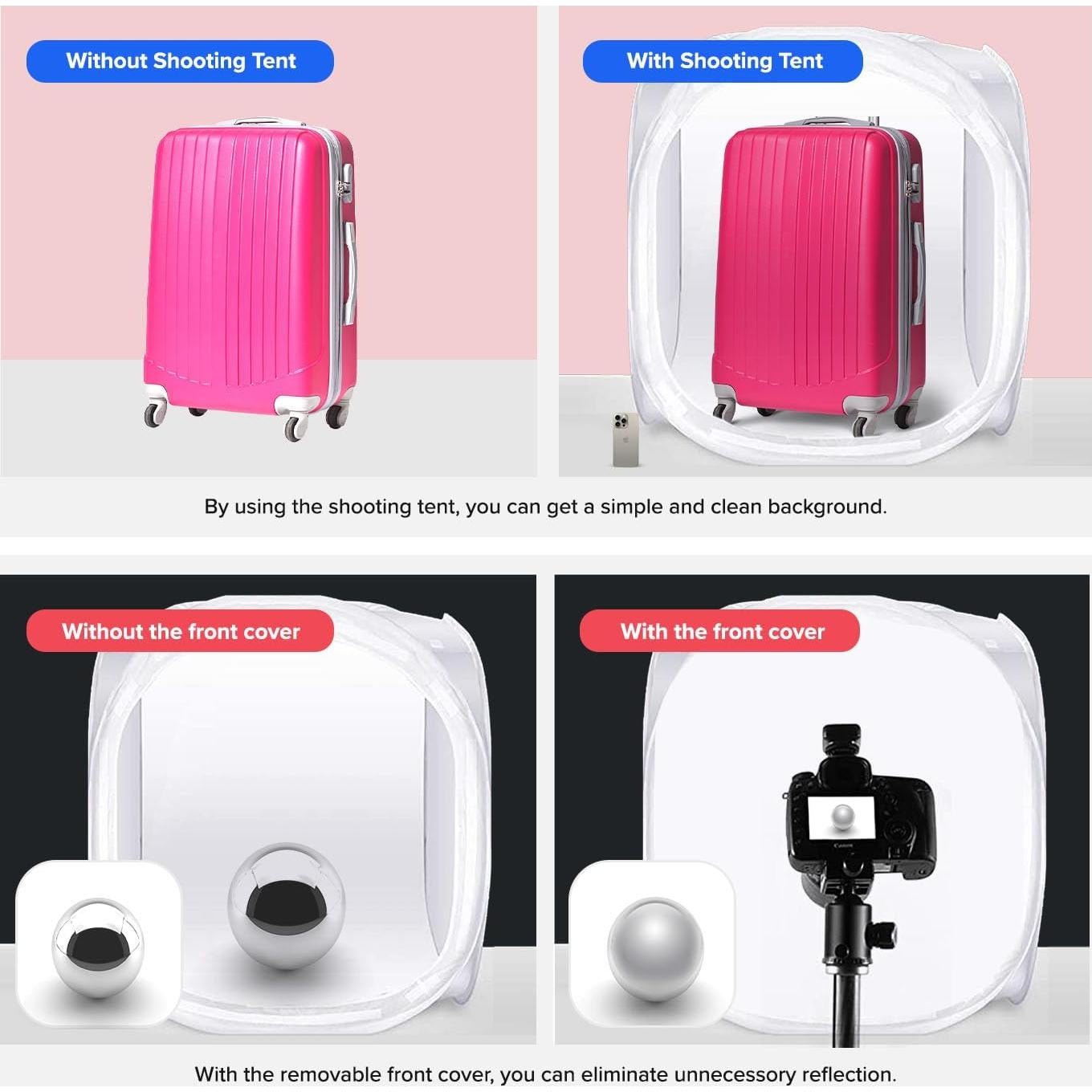 Cubo de Luz Plegable Julius Studio 50x50cm con 4 Fondos