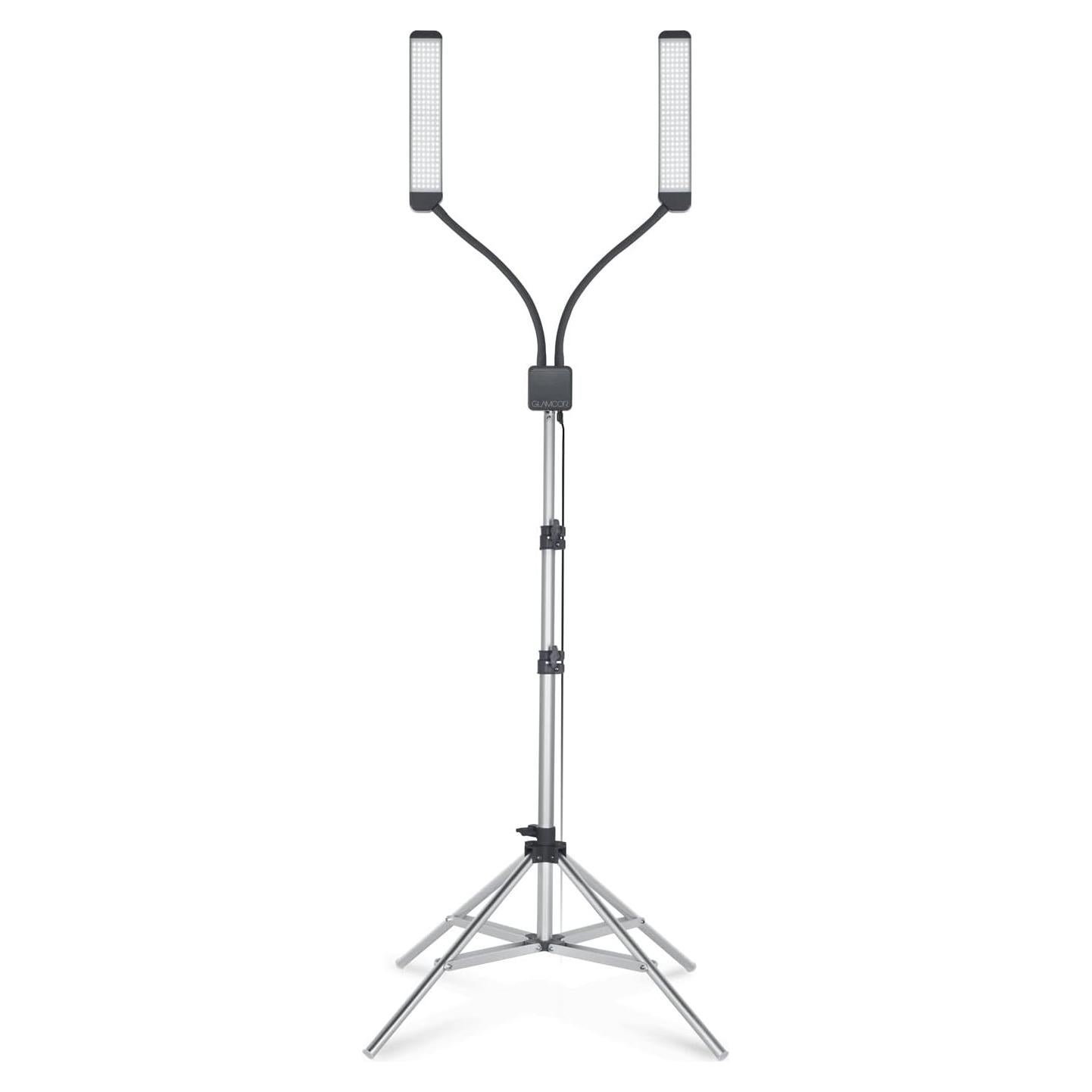 GLAMCOR Elite X Table Top Light Kit: HD Daylight LED Lighting for Lash Techs, Estheticians, & Content Creator Essentials | Adjustable Tripod Led Light & Portable Light with Dual Flexible Arms