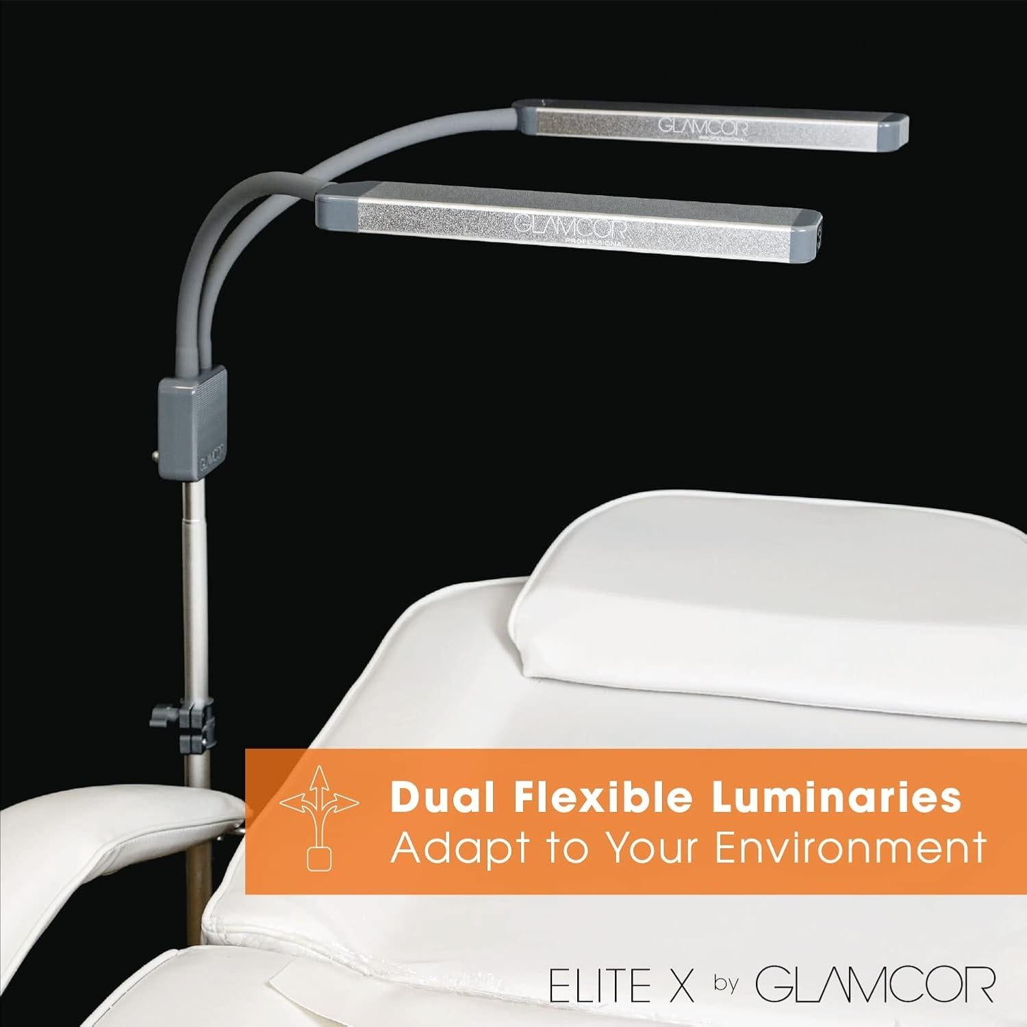 GLAMCOR Elite X Table Top Light Kit: HD Daylight LED Lighting for Lash Techs, Estheticians, & Content Creator Essentials | Adjustable Tripod Led Light & Portable Light with Dual Flexible Arms
