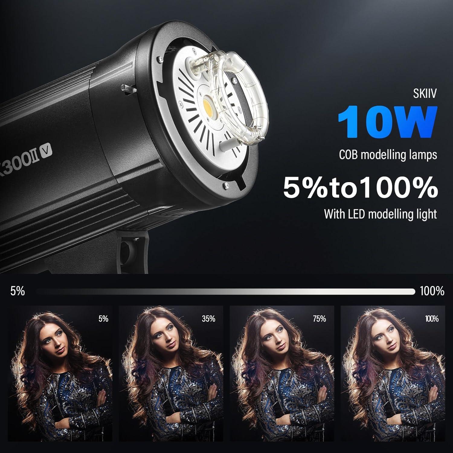 Kit Doble de Flash Estroboscópico Godox SK300IIV 600Ws 5700K