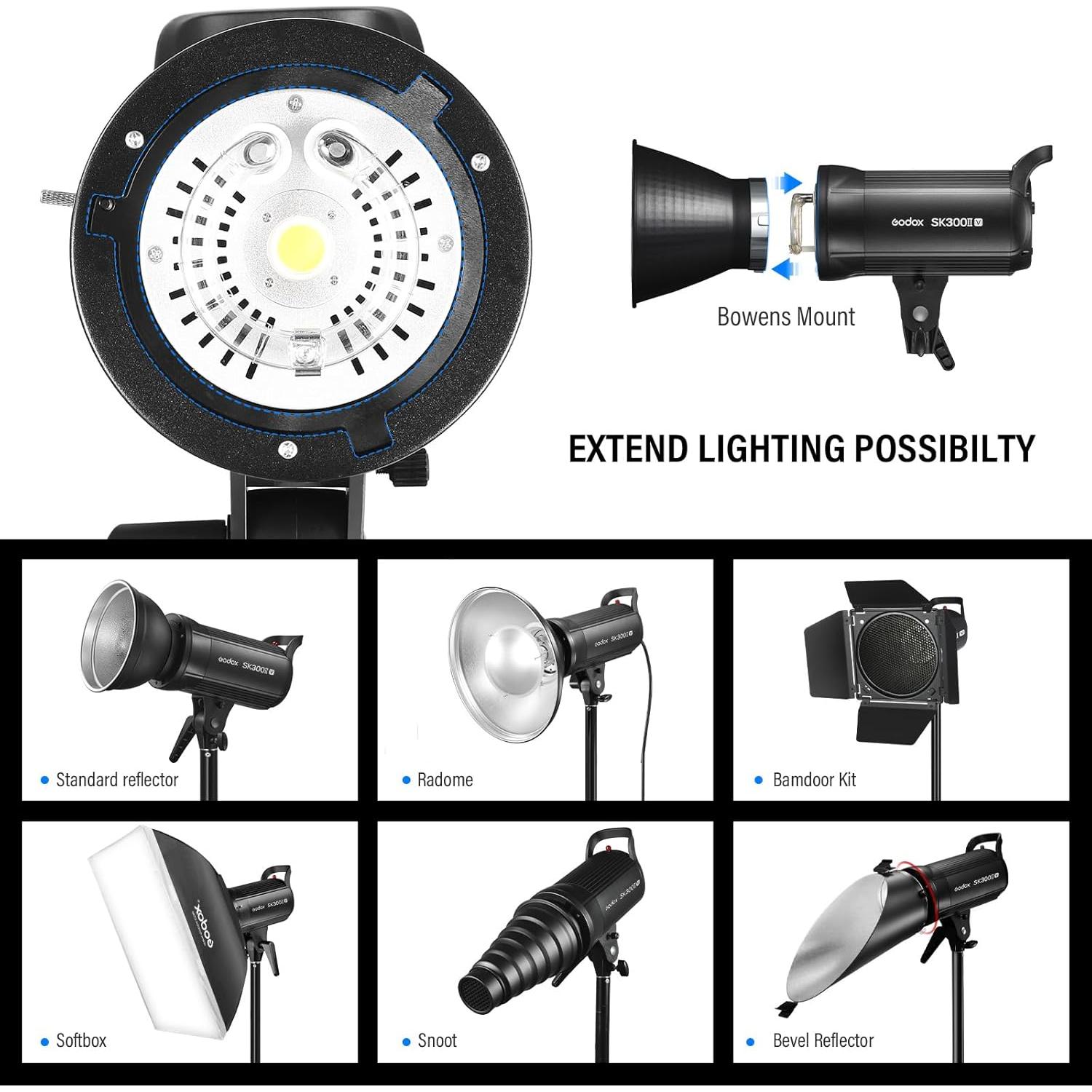 Kit Doble de Flash Estroboscópico Godox SK300IIV 600Ws 5700K