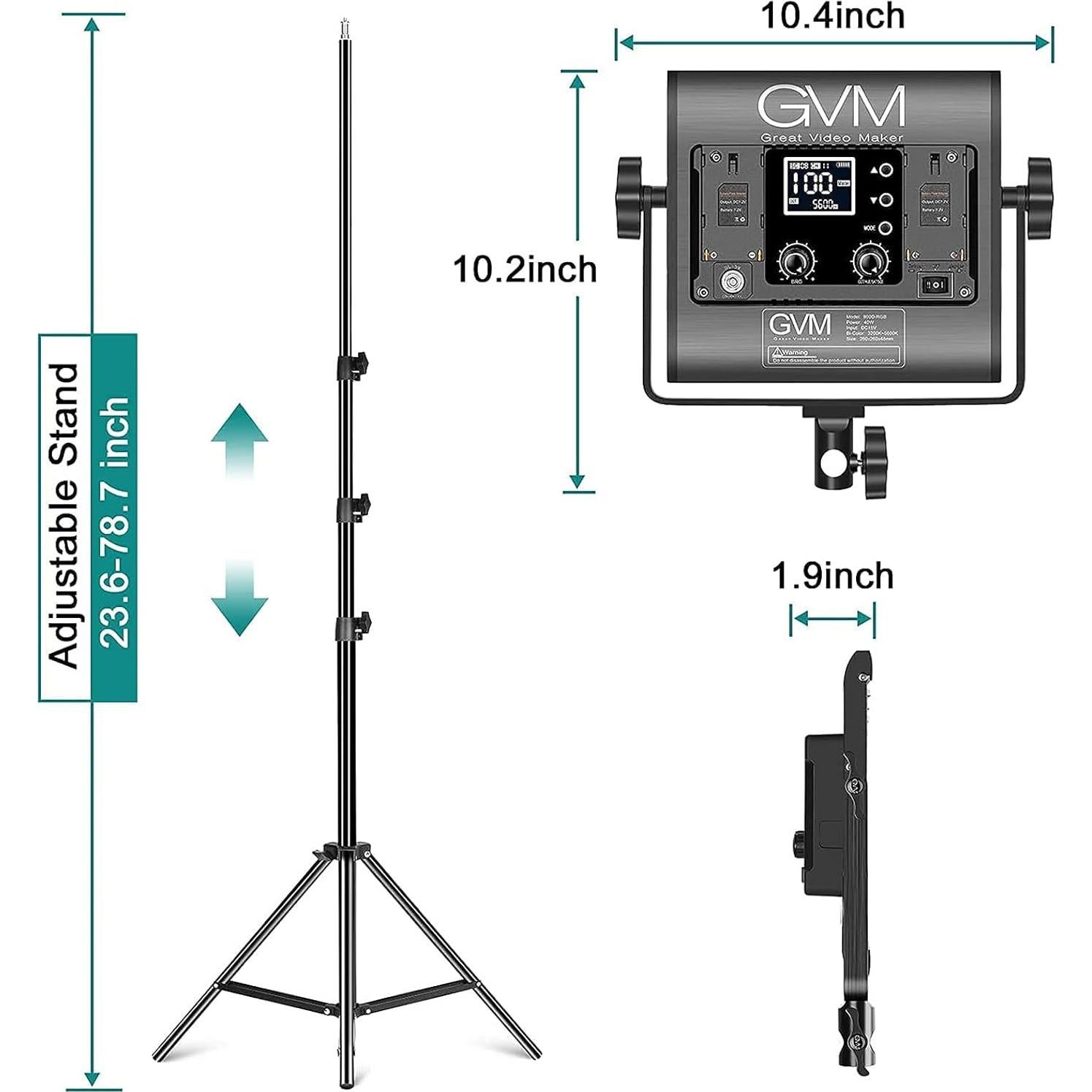 Kit de Iluminación LED RGB GVM 60W con Softbox y Soportes