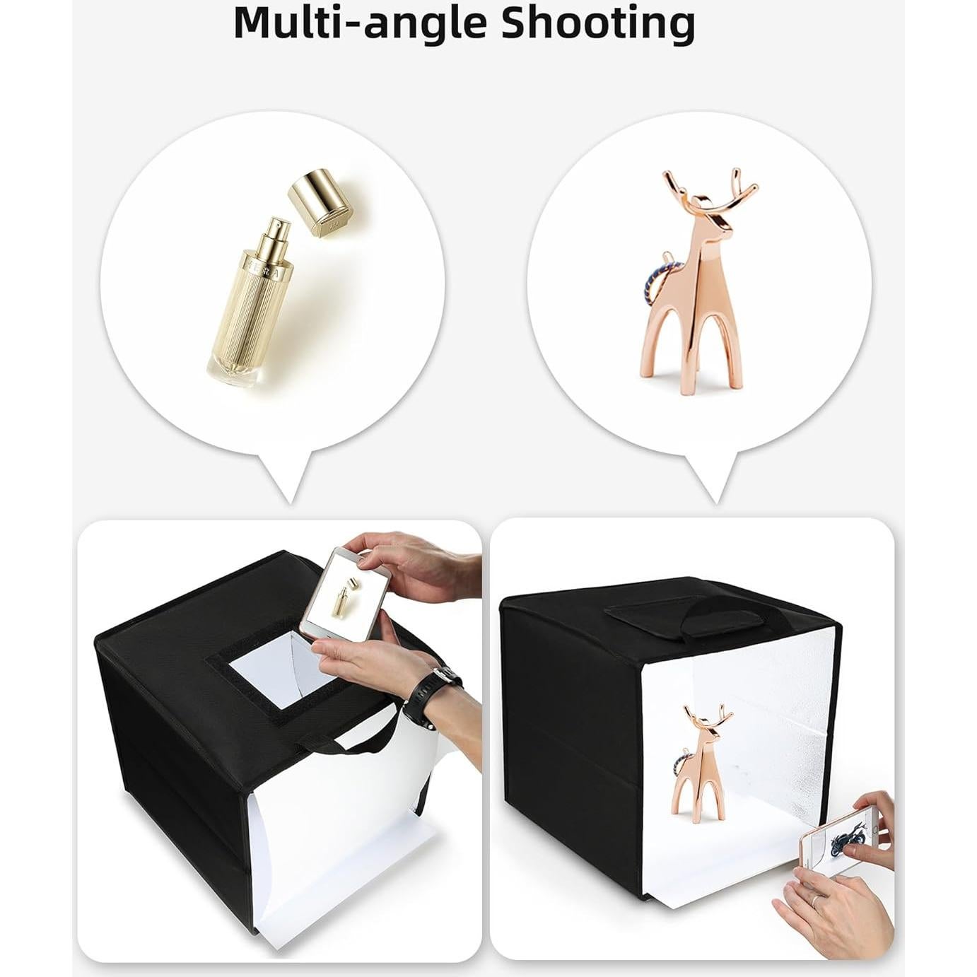 Glendan Mini Light Box Photography, 10"x10" Photo Studio Light Box, Portable Folding Photography Light Tent with CRI >95 88pcs LED Light+6 Kinds Double-Sided Color Backgrounds for Small Size Products