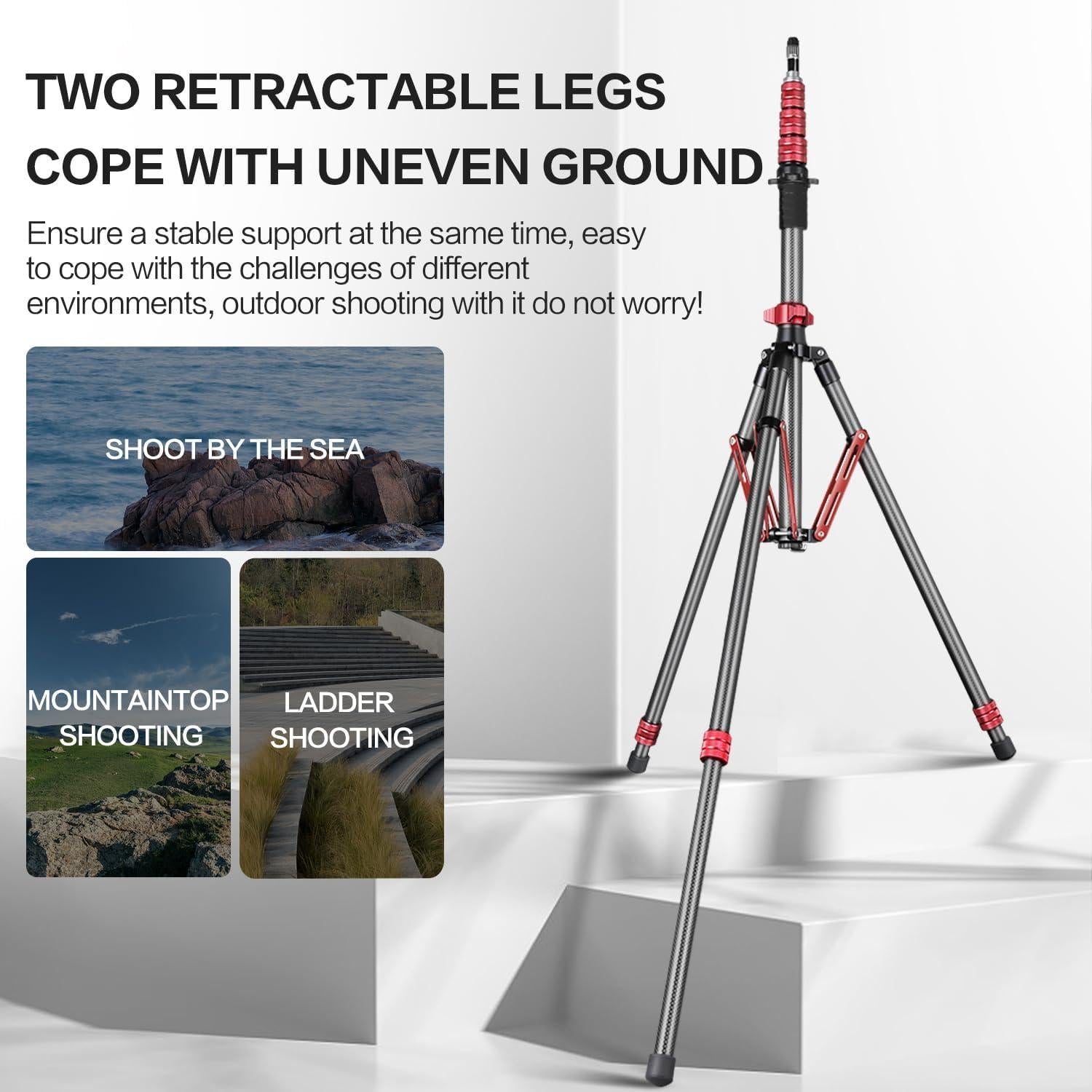 Soporte de Trípode Ajustable de Fibra de Carbono 61-259 cm con Brazo Boom 56-170 cm