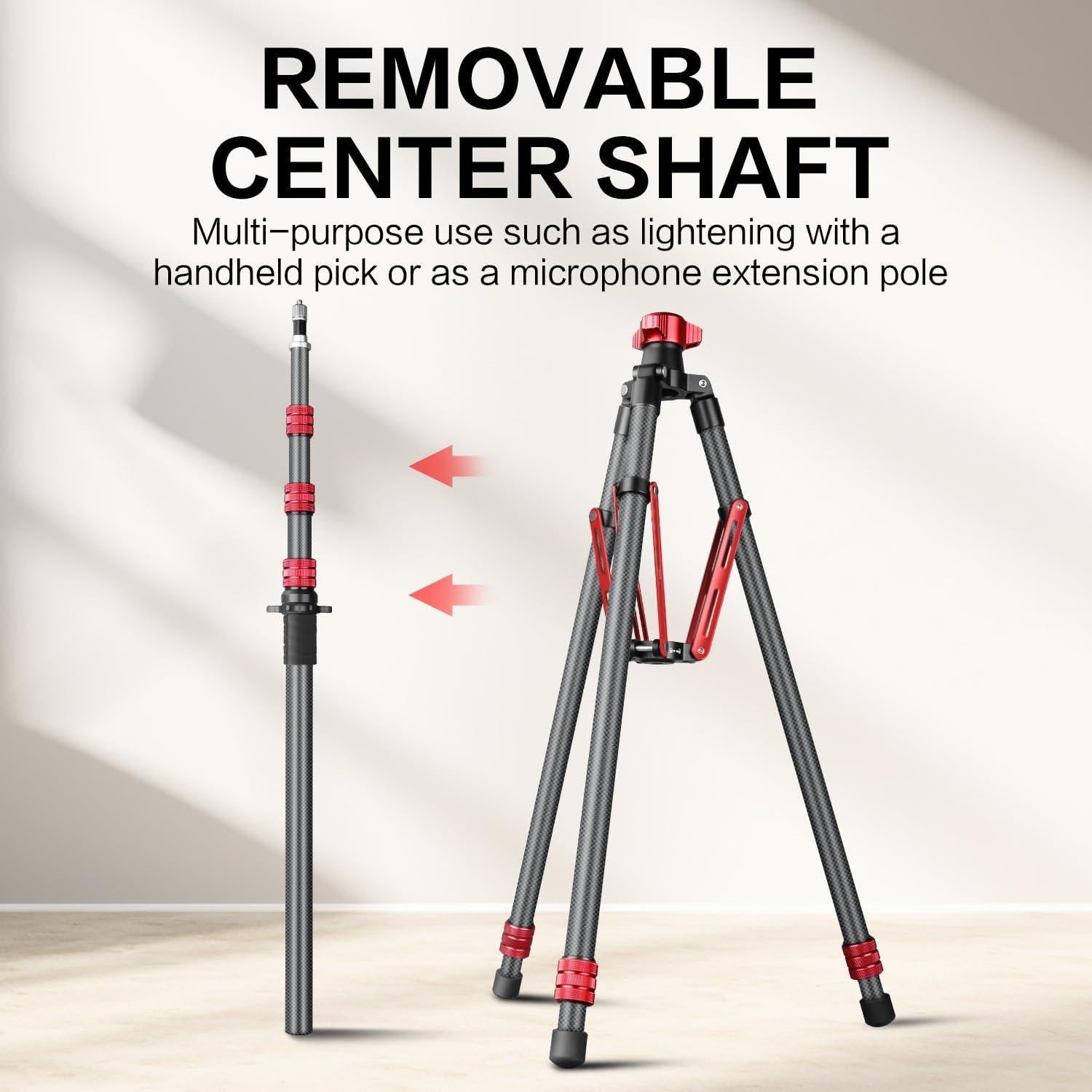 Soporte de Trípode Ajustable de Fibra de Carbono 61-259 cm con Brazo Boom 56-170 cm