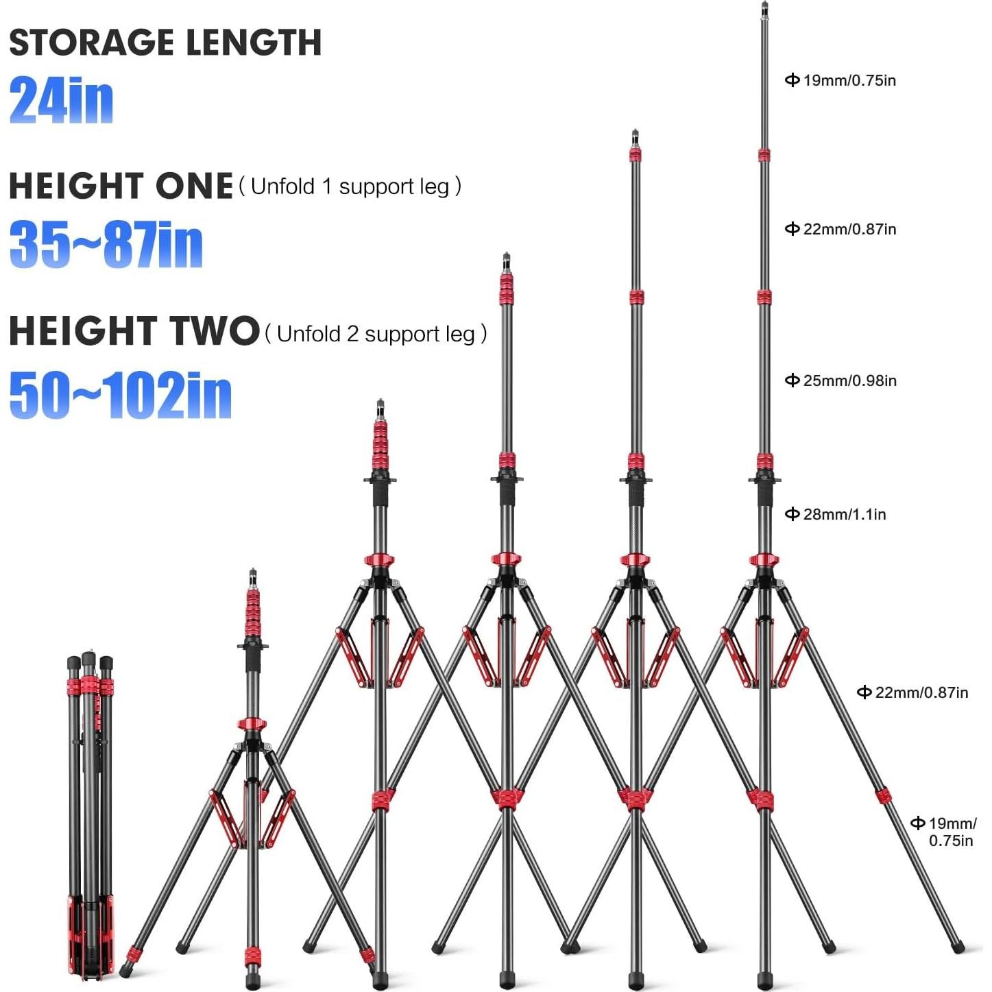 Soporte de Trípode Ajustable de Fibra de Carbono 61-259 cm con Brazo Boom 56-170 cm