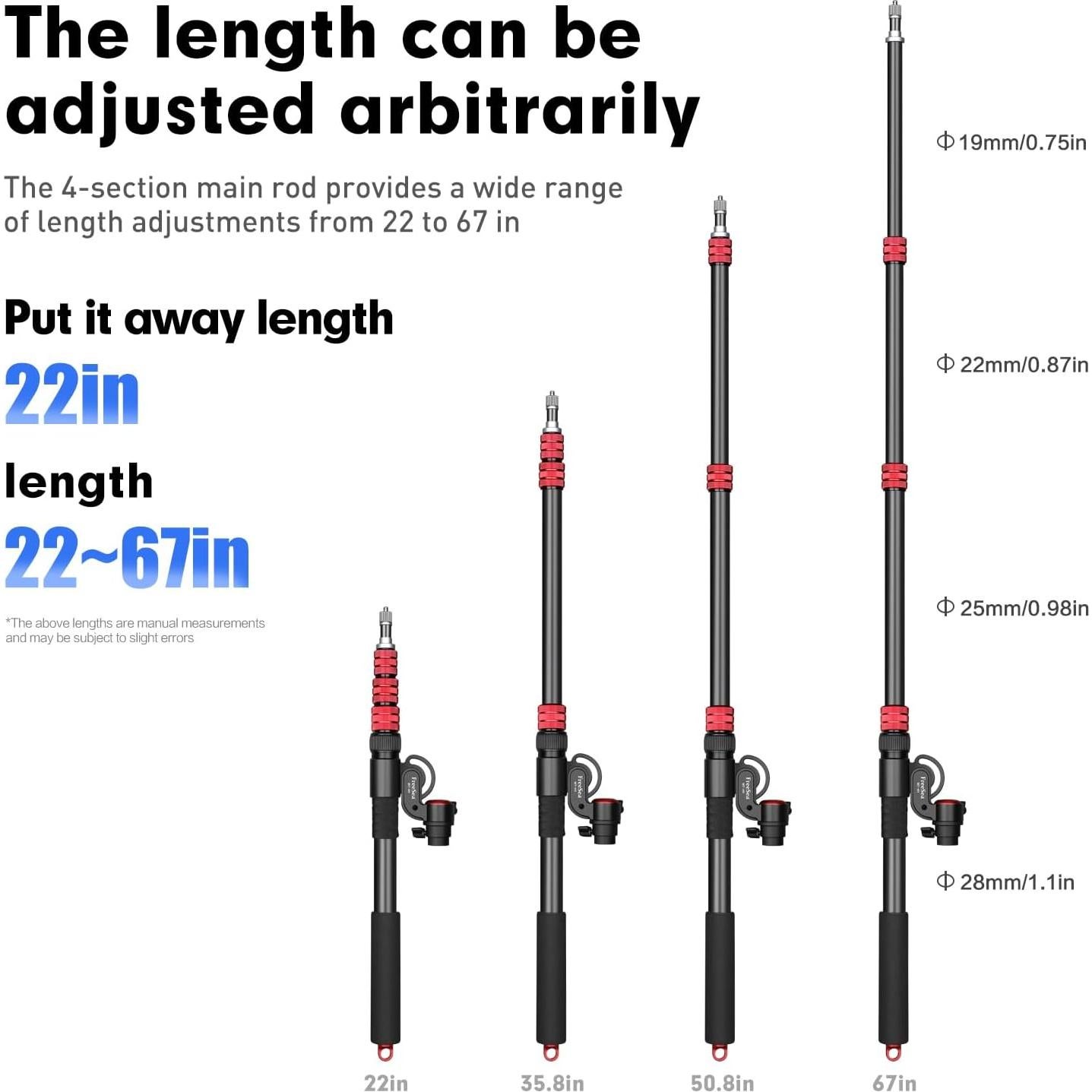 Soporte de Trípode Ajustable de Fibra de Carbono 61-259 cm con Brazo Boom 56-170 cm
