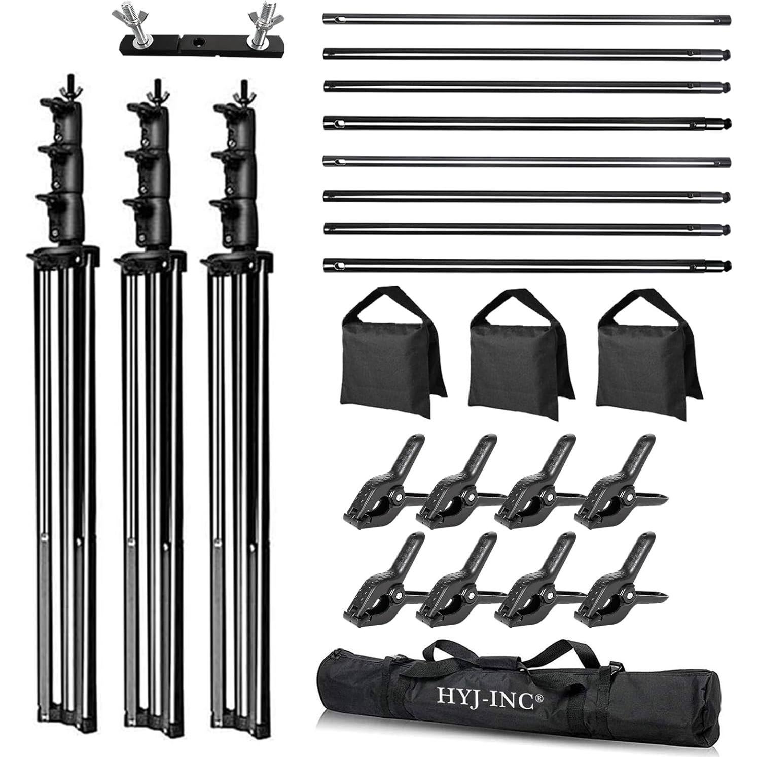 Soporte de Fondo Ajustable 6x3m HYJ-INC con Pinzas y Bolsa
