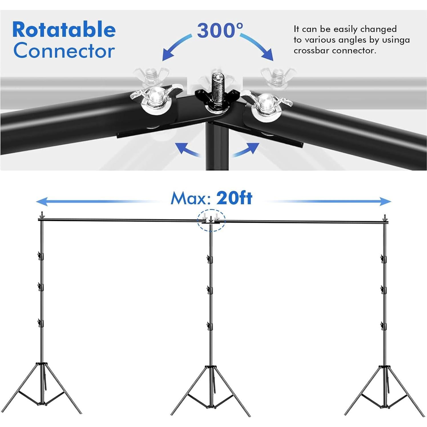 Soporte de Fondo Ajustable 6x3m HYJ-INC con Pinzas y Bolsa