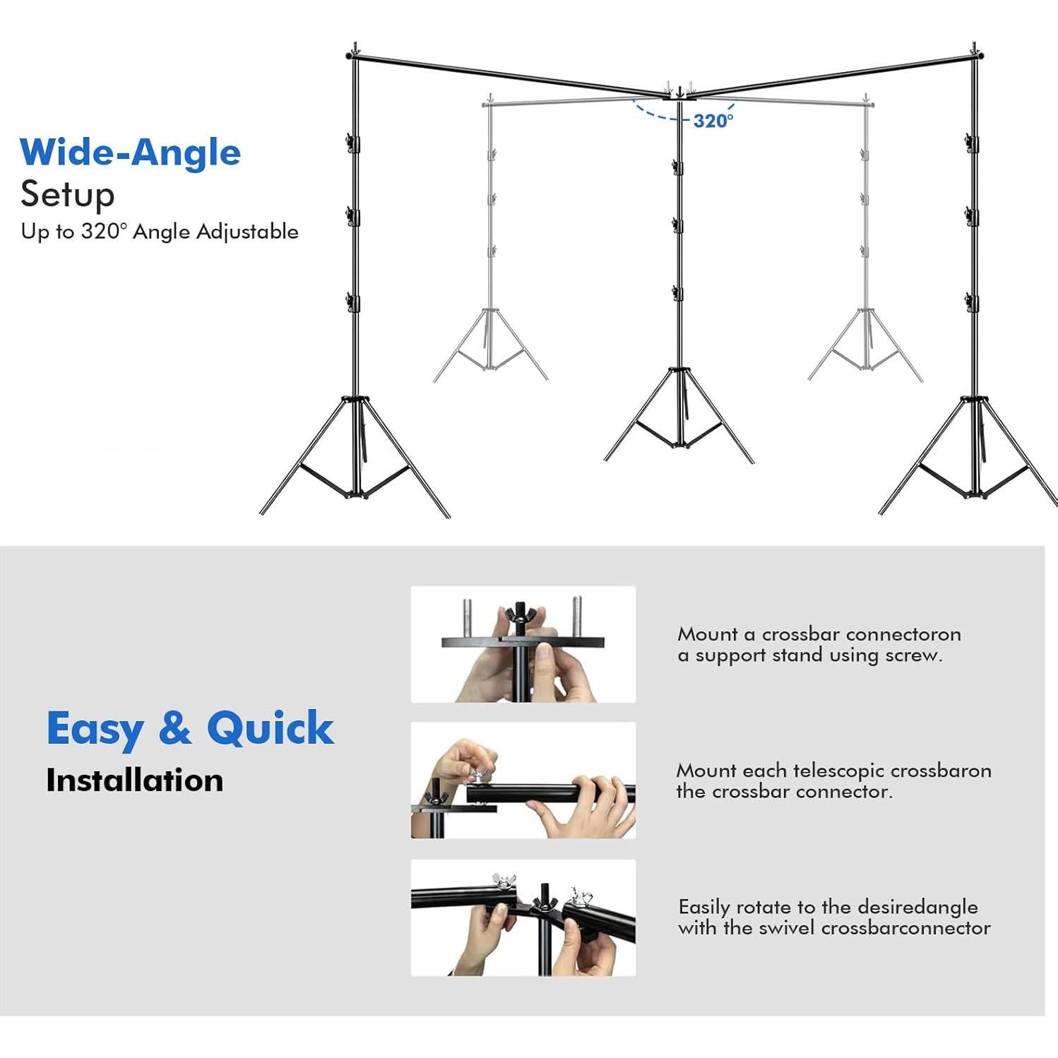 Soporte de Fondo Ajustable 6x3m HYJ-INC con Pinzas y Bolsa