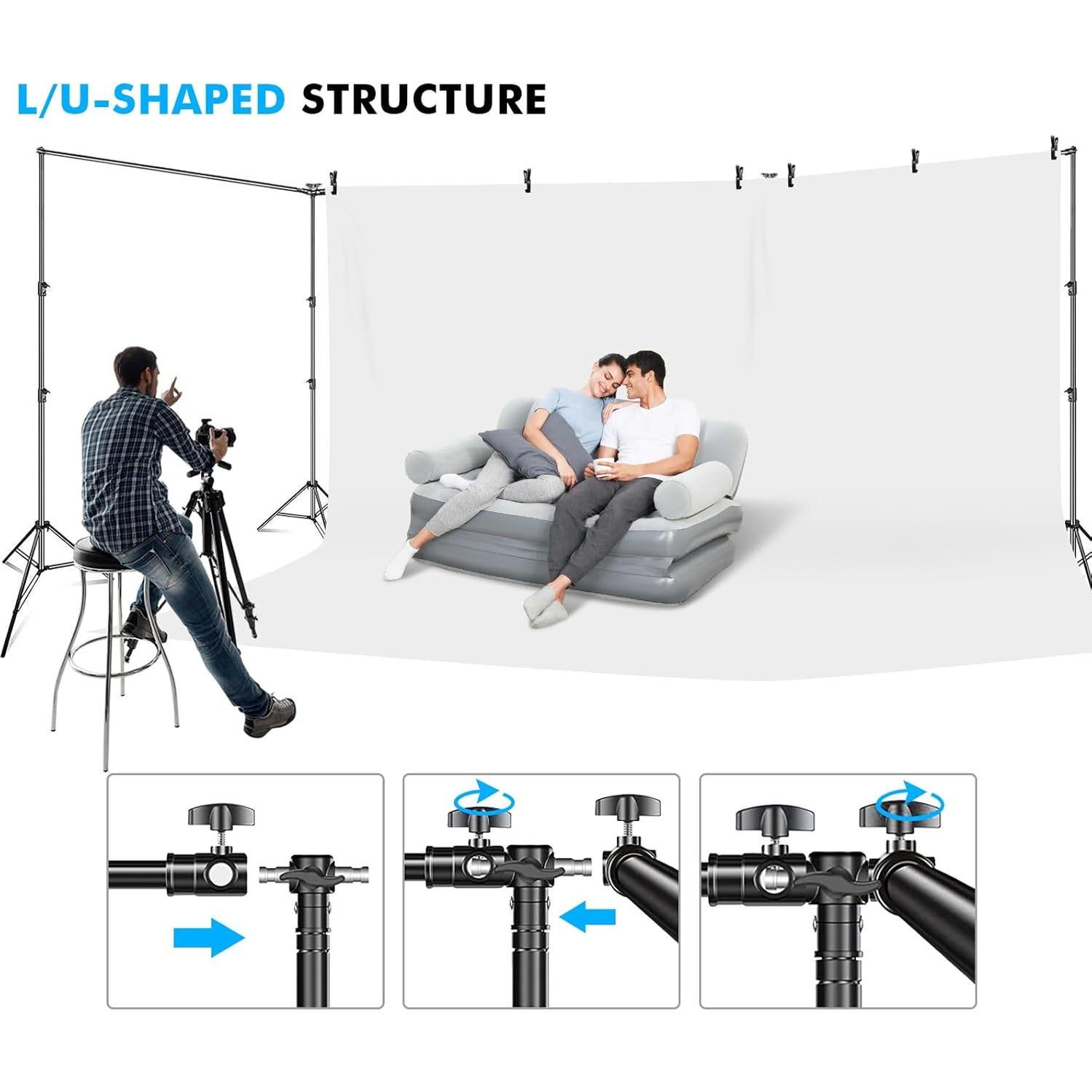 Soporte de Fondo Ajustable 9m x 3m con Accesorios HYJ-1023