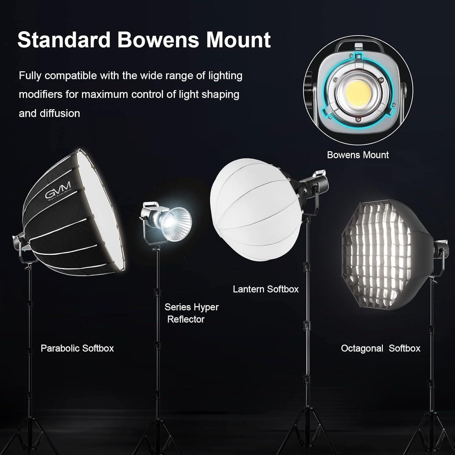 GVM Luz de Video LED 300W con Softbox y Control DMX/APP