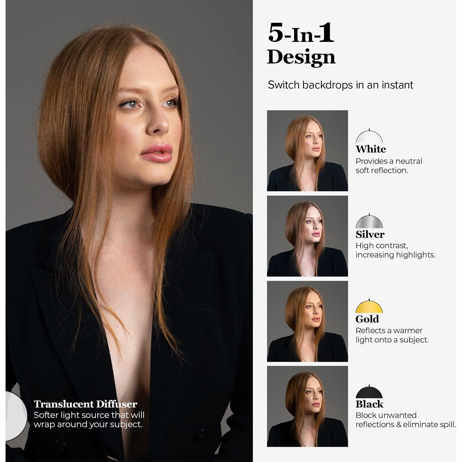 Reflector Plegable 5-en-1 LimoStudio 32" con Soporte y Clip