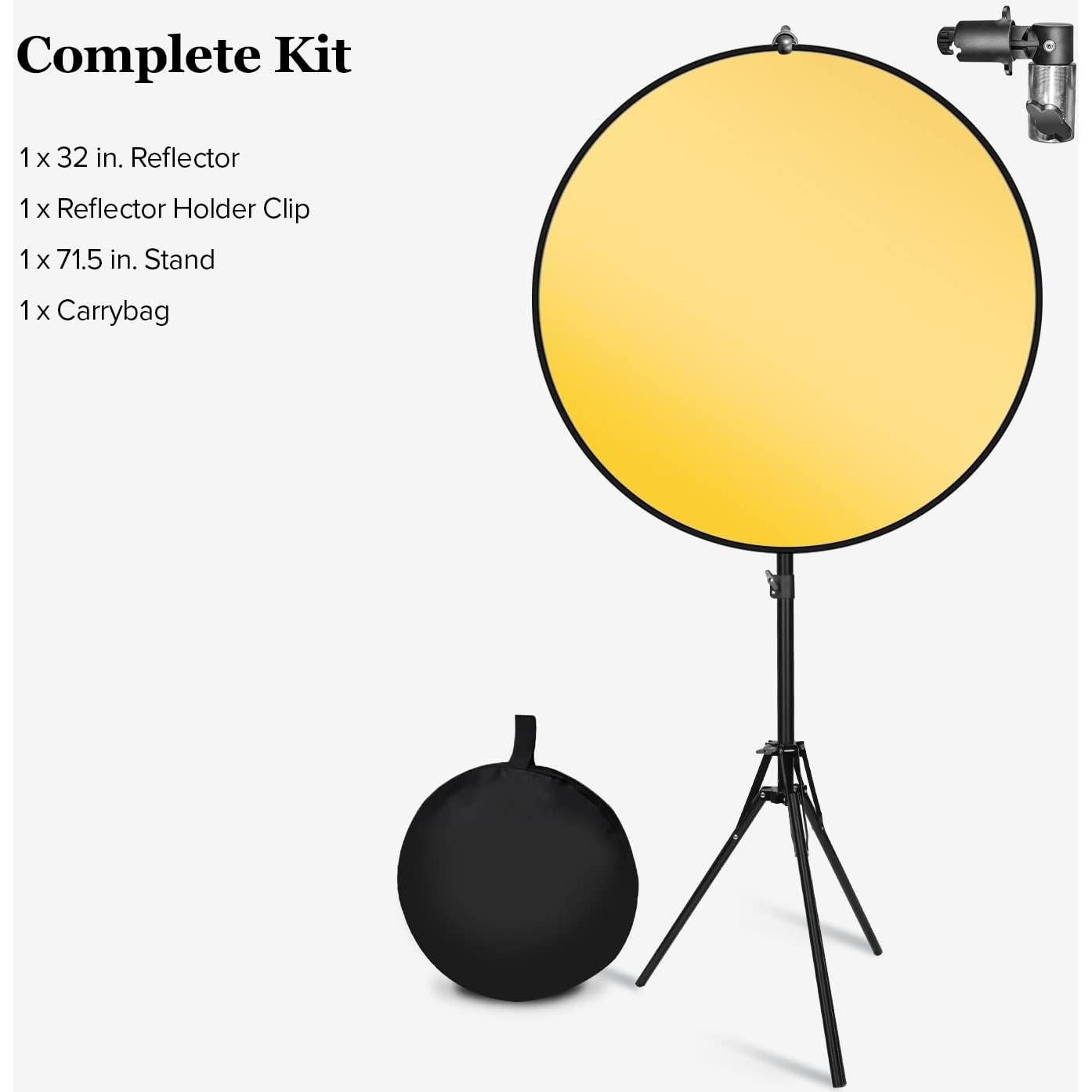 Reflector Plegable 5-en-1 LimoStudio 32" con Soporte y Clip