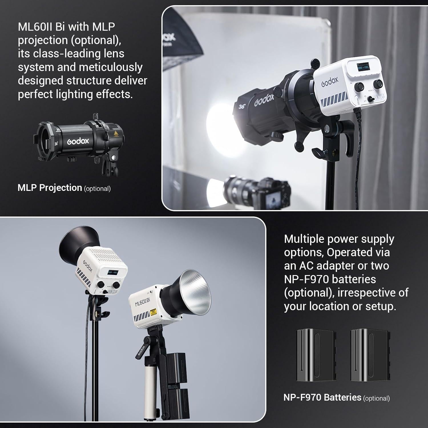 Godox ML60II Bi Luz LED 70W Bi-Color 2800K-6500K CRI 96+
